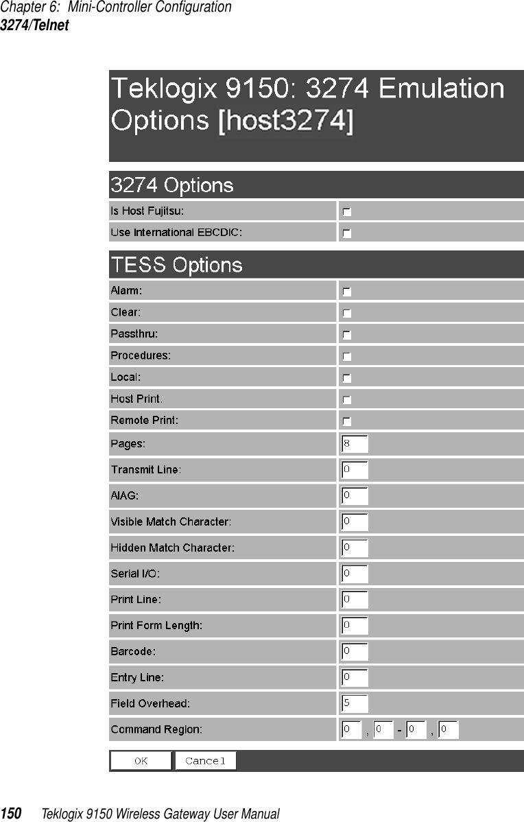 Chapter 6: Mini-Controller Configuration3274/Telnet150 Teklogix 9150 Wireless Gateway User Manual