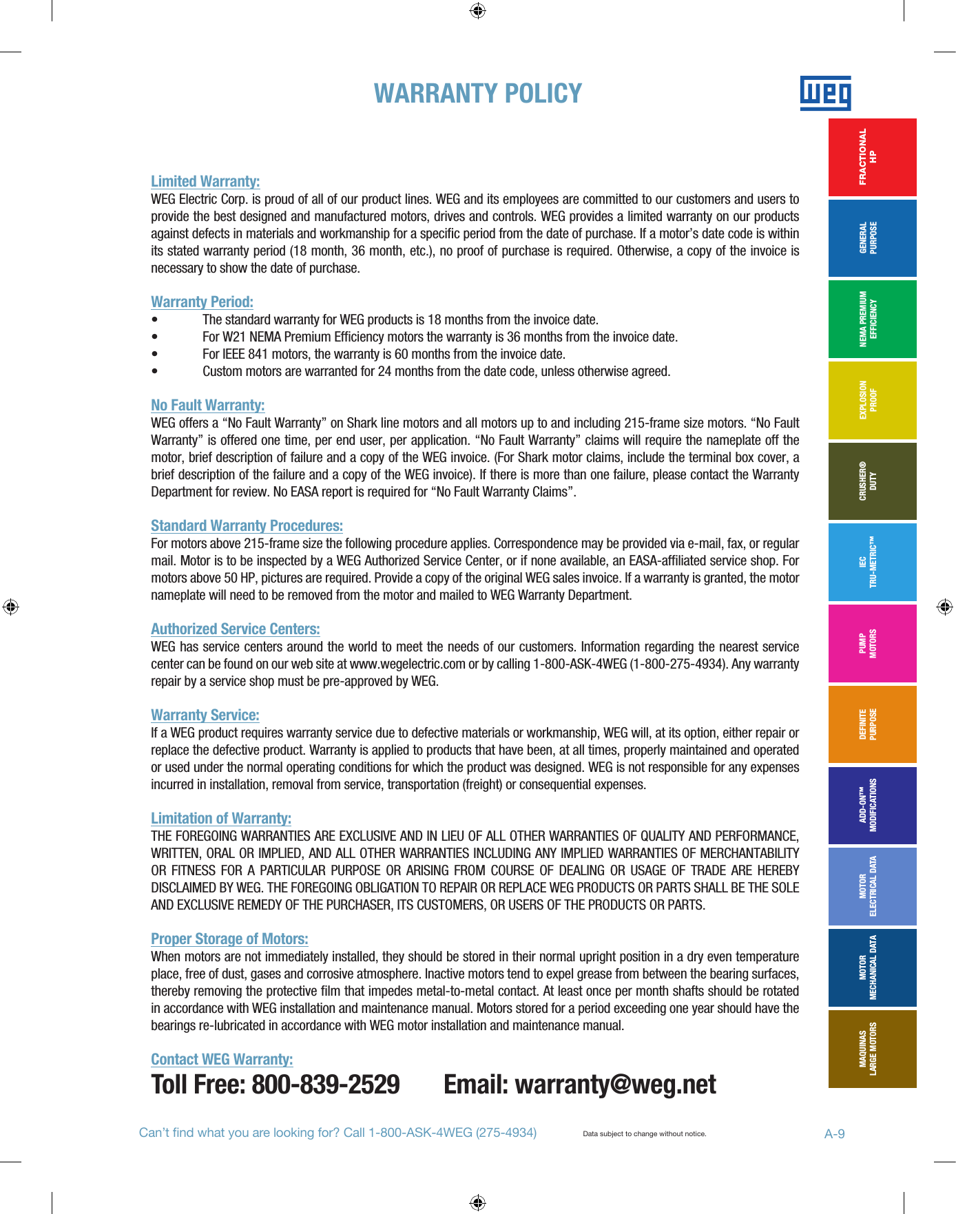 Page 1 of 1 - 103307 5 Weg Oil Well Pump Motor Warranty User Manual