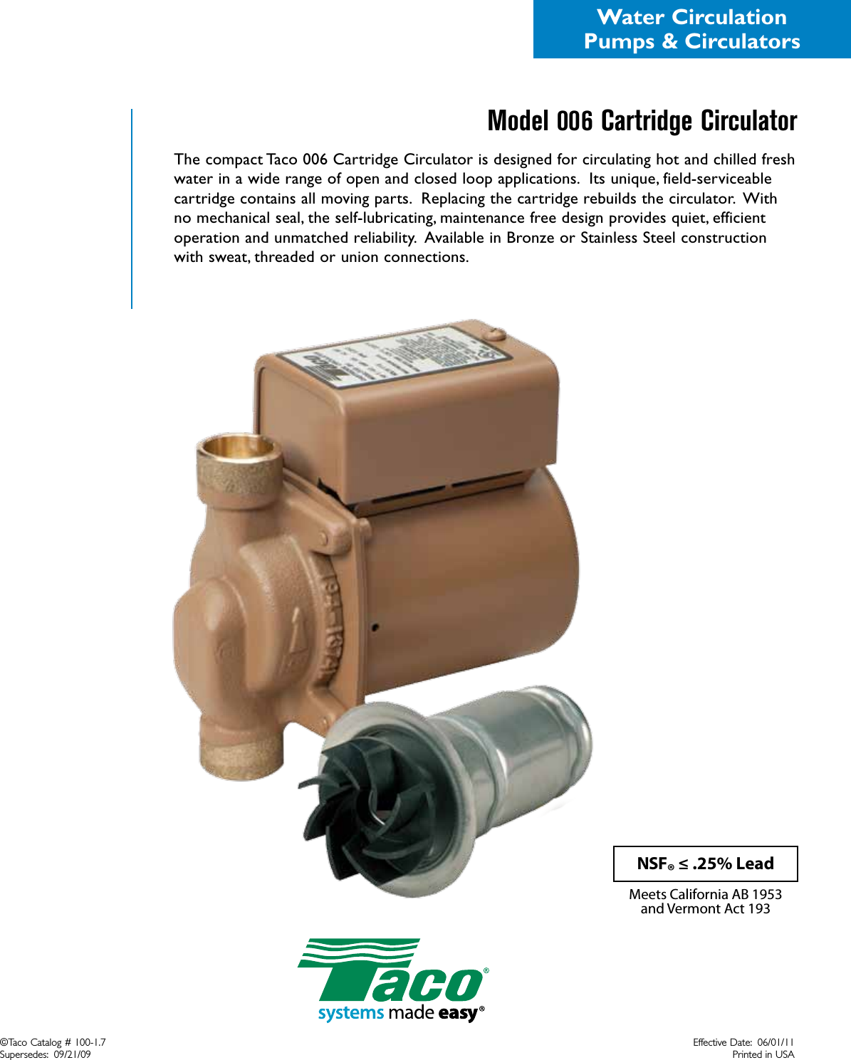 00 Series Cartridge Circulators