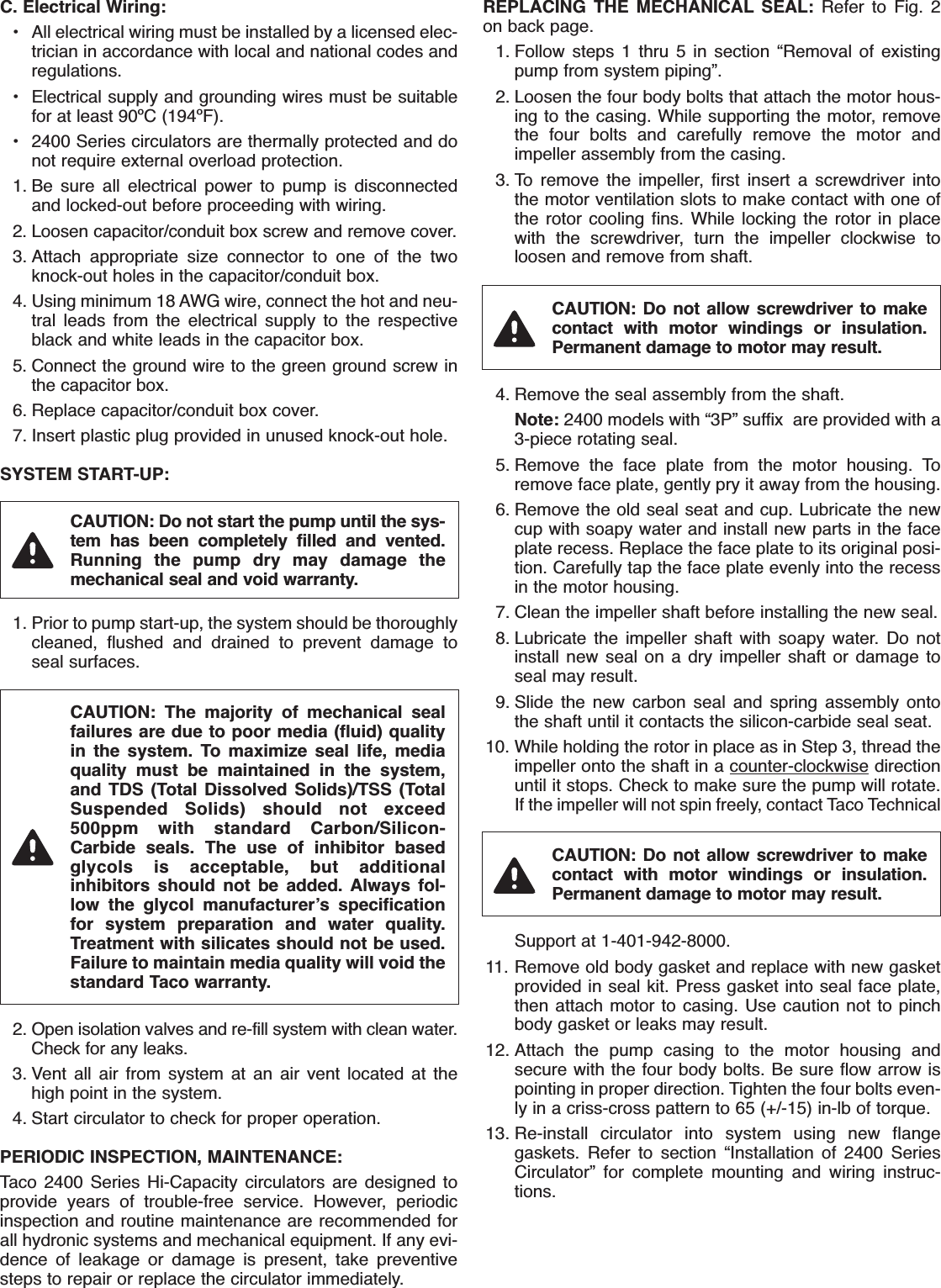 Page 3 of 4 - 12535 3 Taco 2400 High Capacity Circulators Instructions 102-349 WOOD BOILER IN. SH. User Manual