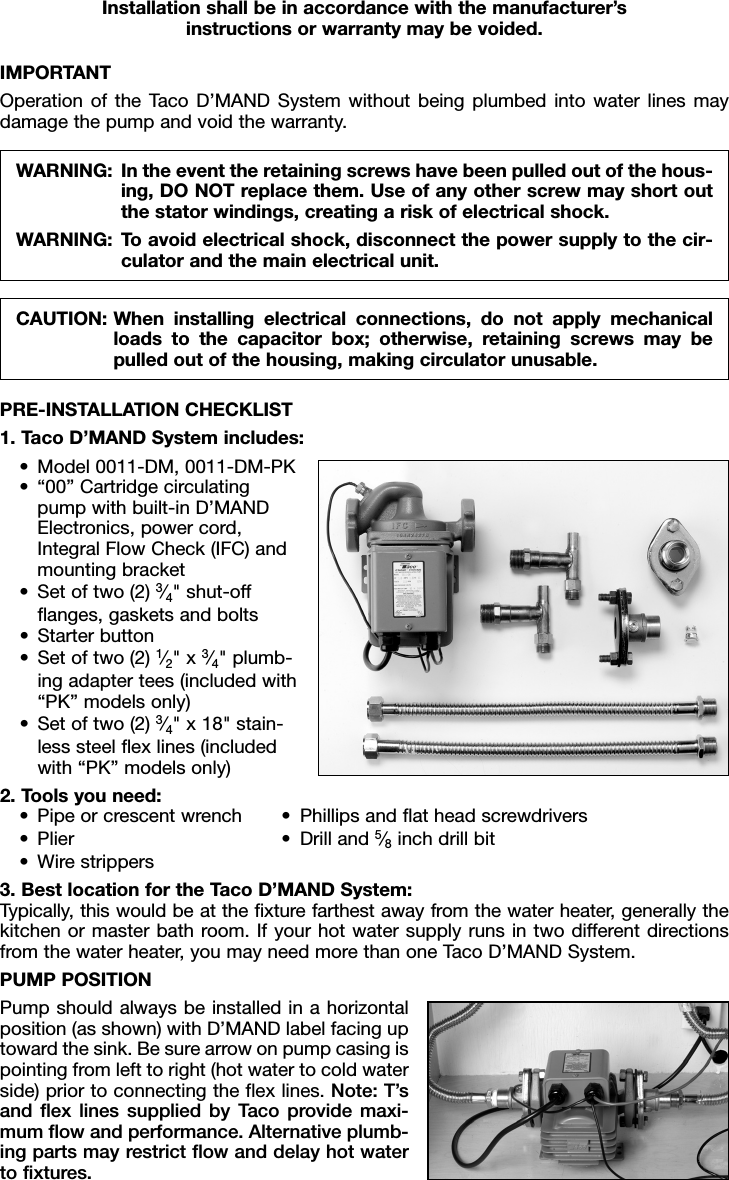 Page 2 of 6 - 12587 4 Taco 0011-Dm-Pk Instructions E-smartLogo User Manual