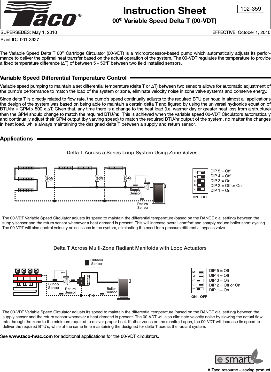 Page 1 of 8 - 12625 3 Taco 0013-Vdtf3 Instructions Print User Manual