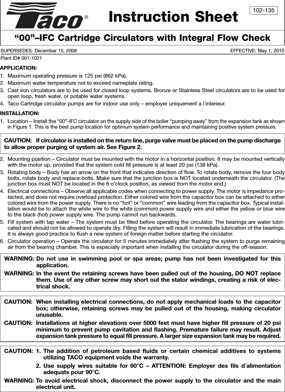 Page 1 of 4 - 12652 4 Taco 003-Bc4-1Ifc Instructions Assem1 - Sheet1 User Manual