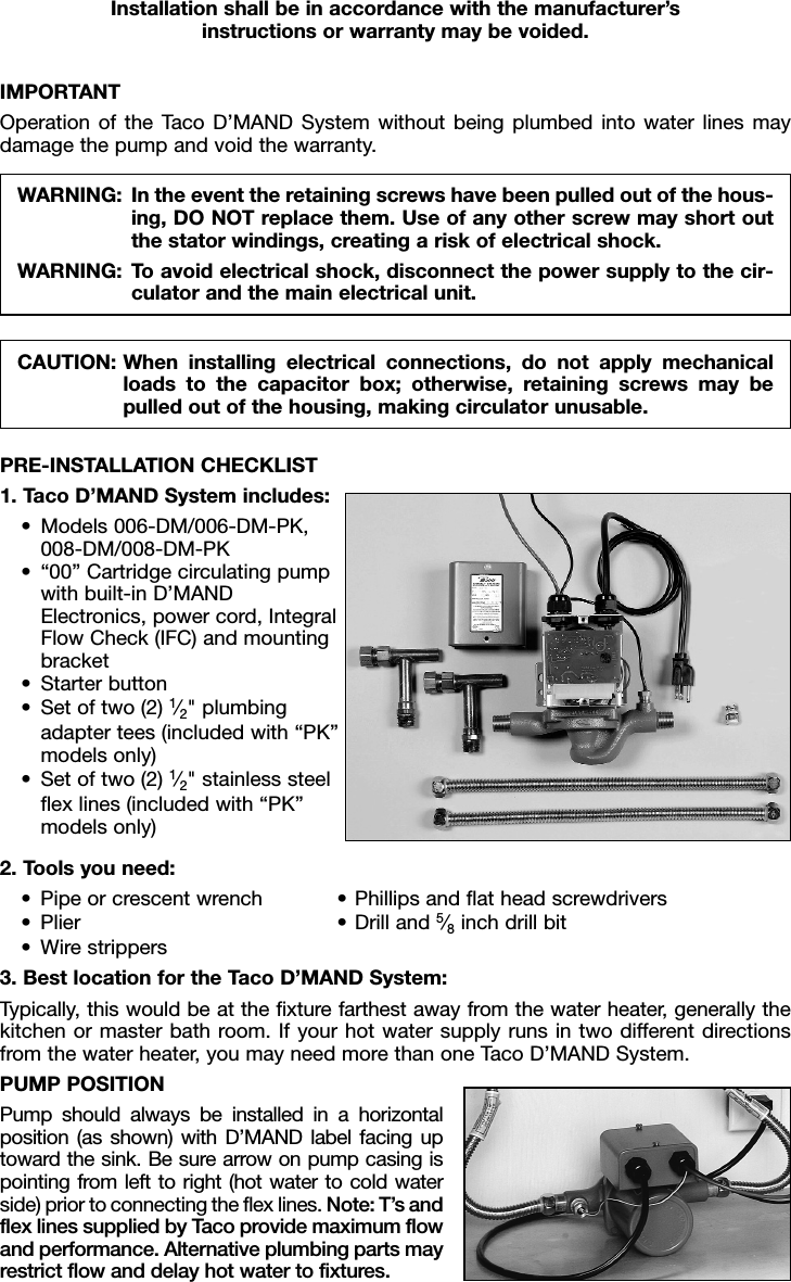 Page 2 of 6 - 12750 4 Taco 008-Dm-Pk Instructions E-smartLogo User Manual