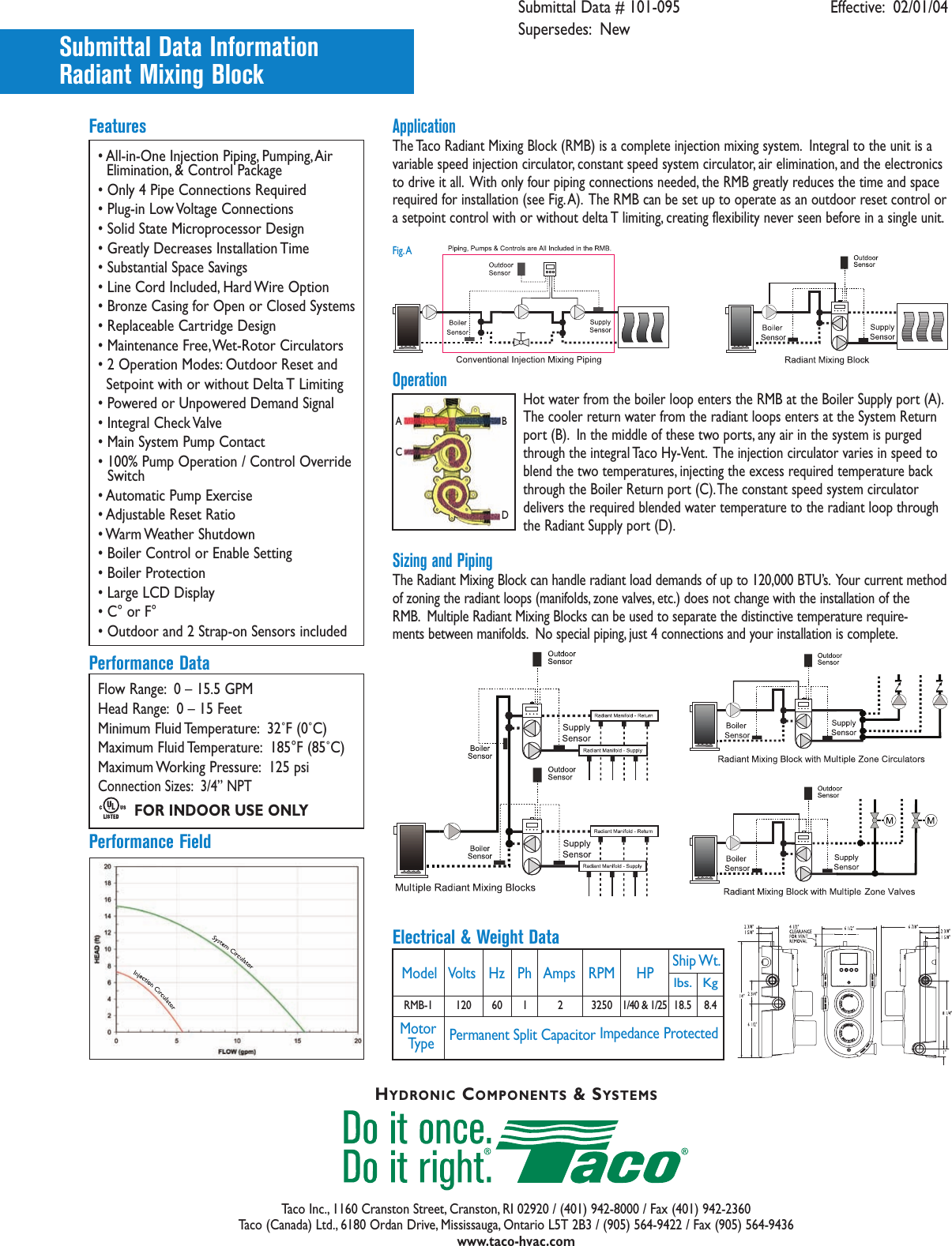 Page 2 of 2 - 12906 1 Taco 193-004Rp Brochure TAC-5698_RadiantMixingBlock_100-25 User Manual
