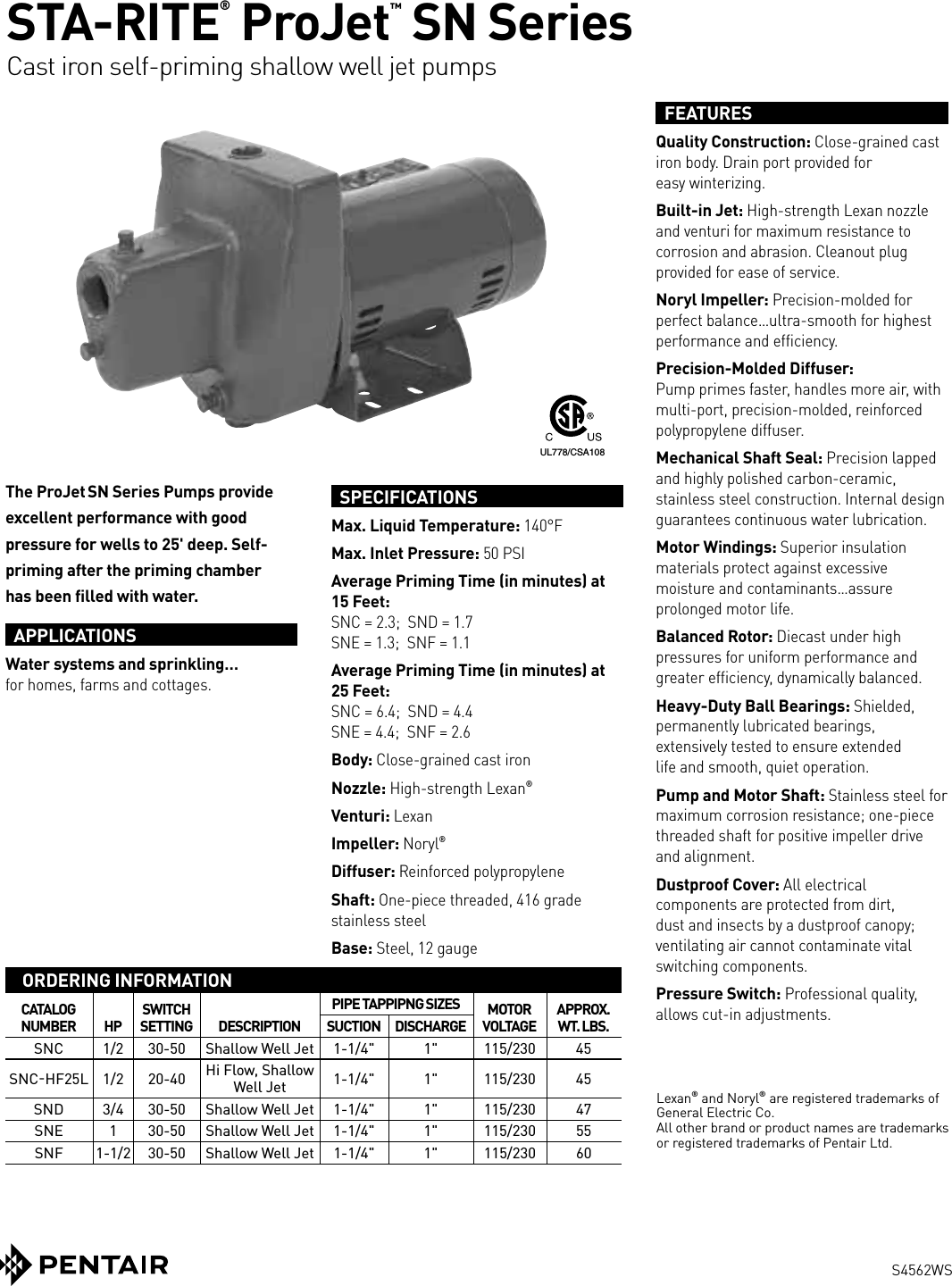 Page 1 of 2 - 130558 2 Sta Rite Sn Series Brochure User Manual