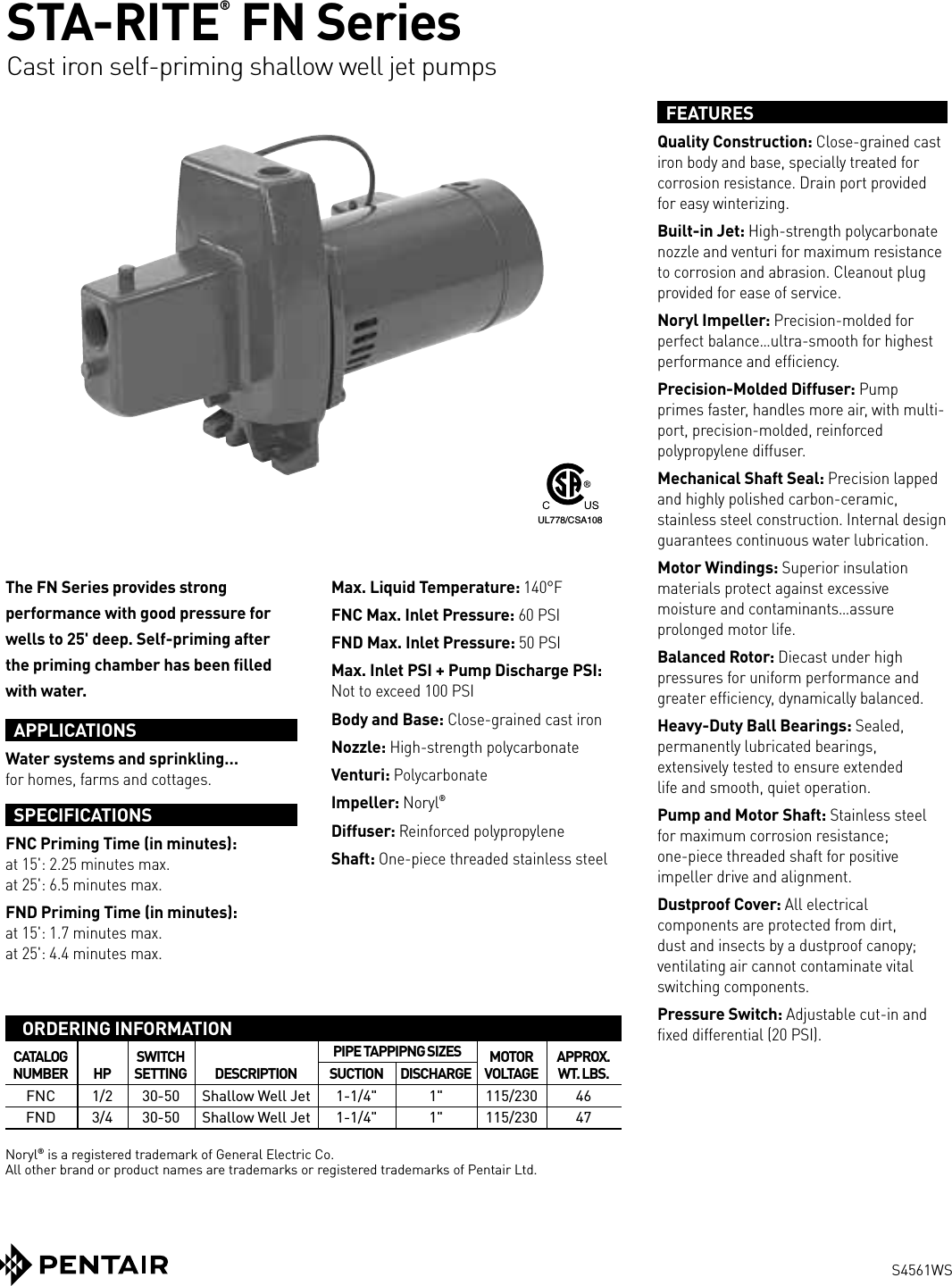 Page 1 of 2 - 130575 1 Sta-Rite Fn Series Brochure User Manual