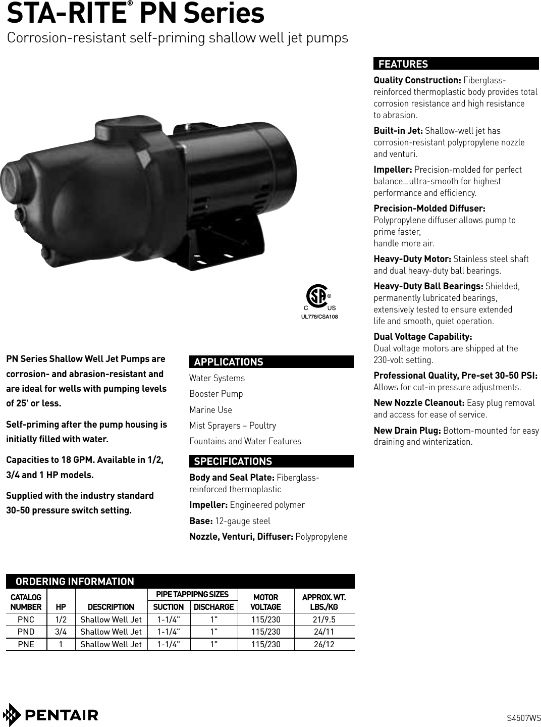 Page 1 of 2 - 130577 2 Sta Rite Pn Series Brochure User Manual