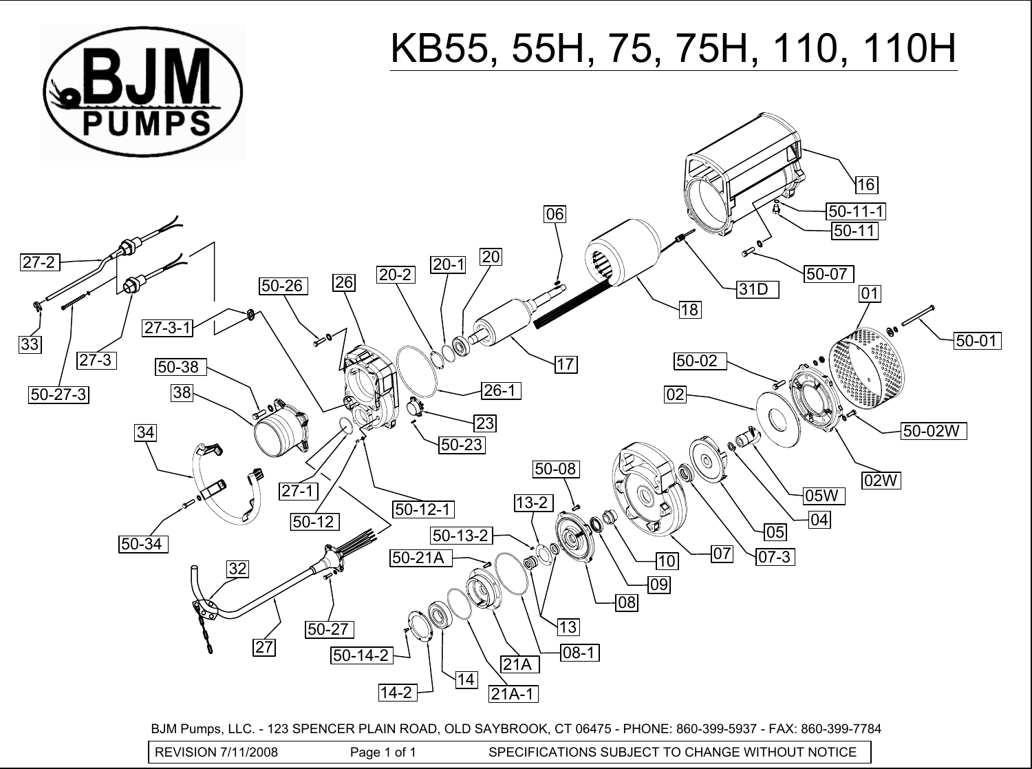 Page 1 of 1 - 135475 6 Bjm Kb Series Exploded View User Manual