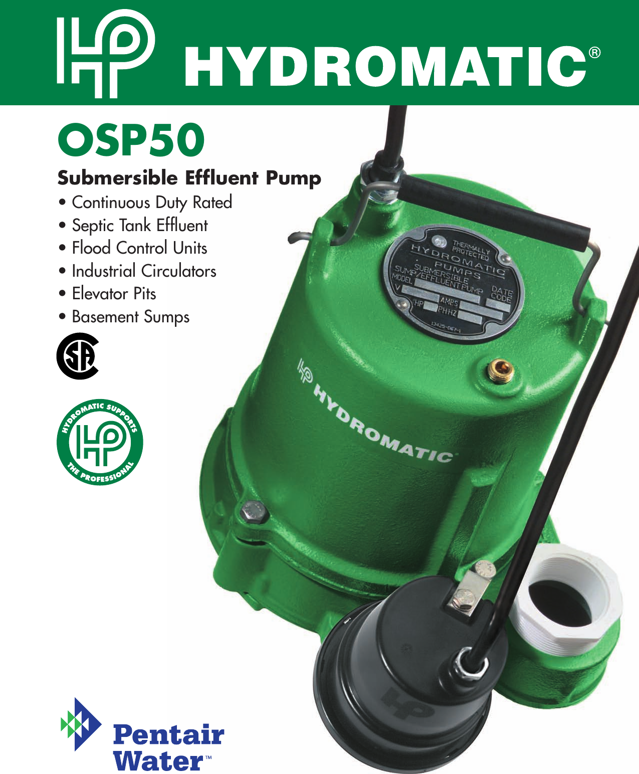 Page 1 of 4 - 139059 1 Hydromatic Osp50 Brochure 61604 Hydro W-02-6220  User Manual