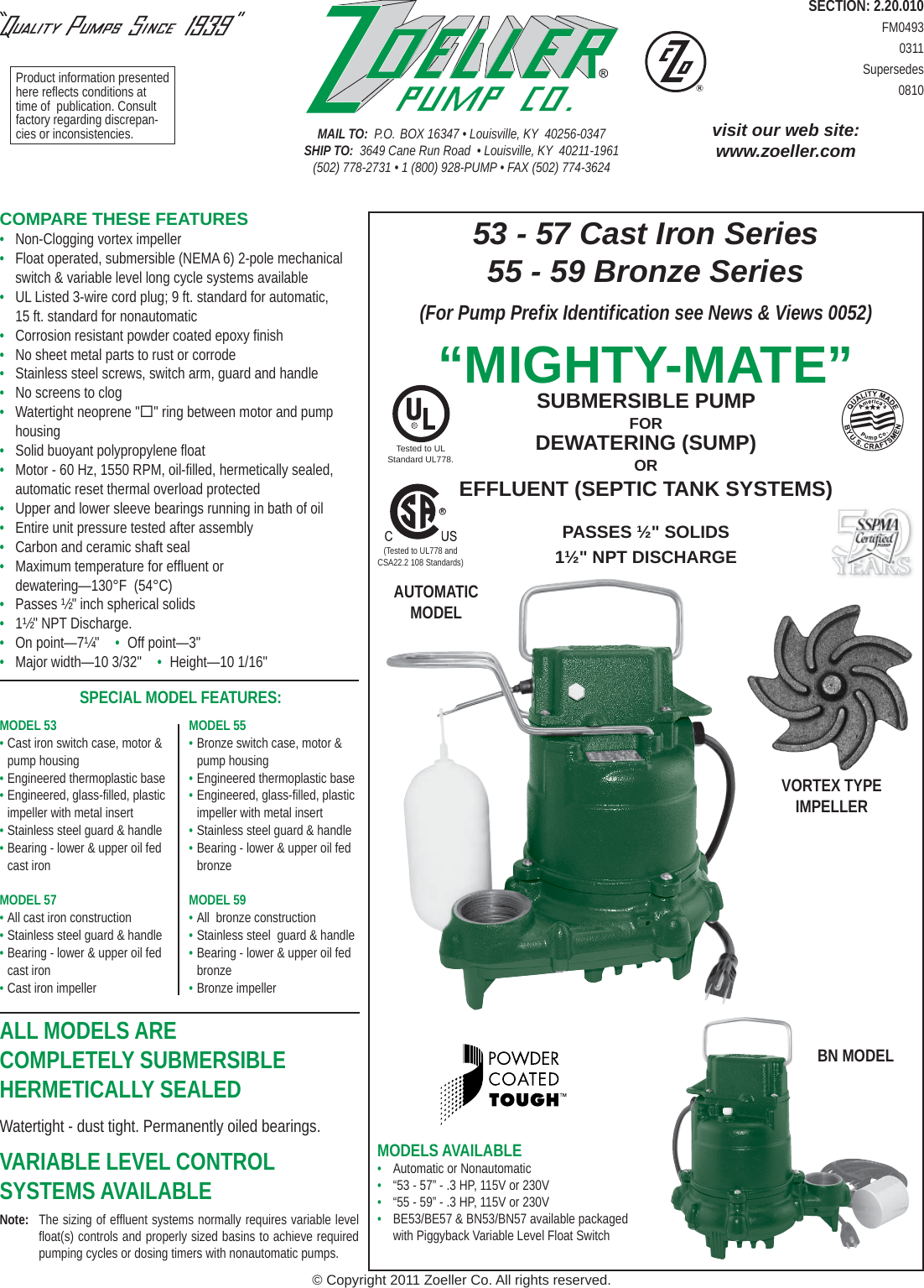 Page 1 of 2 - 143 1 Zoeller M53 Product Brochure Fm0493 User Manual