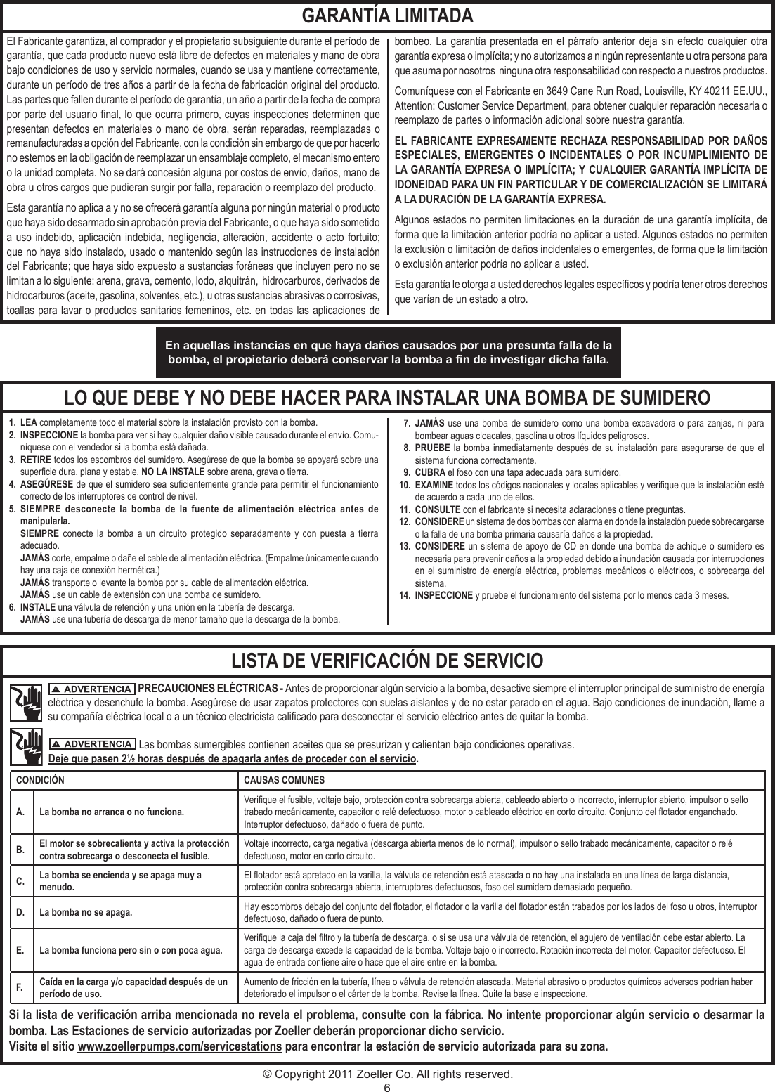 Page 6 of 12 - 143 2 Zoeller M53 Product Instructions User Manual