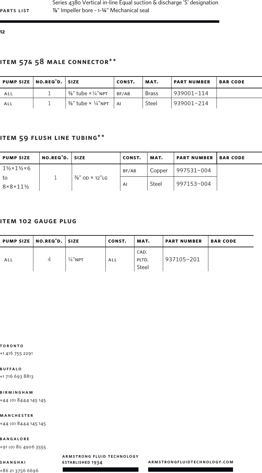 Page 12 of 12 - 14477 3 Armstrong 4380 Series Repair Parts User Manual