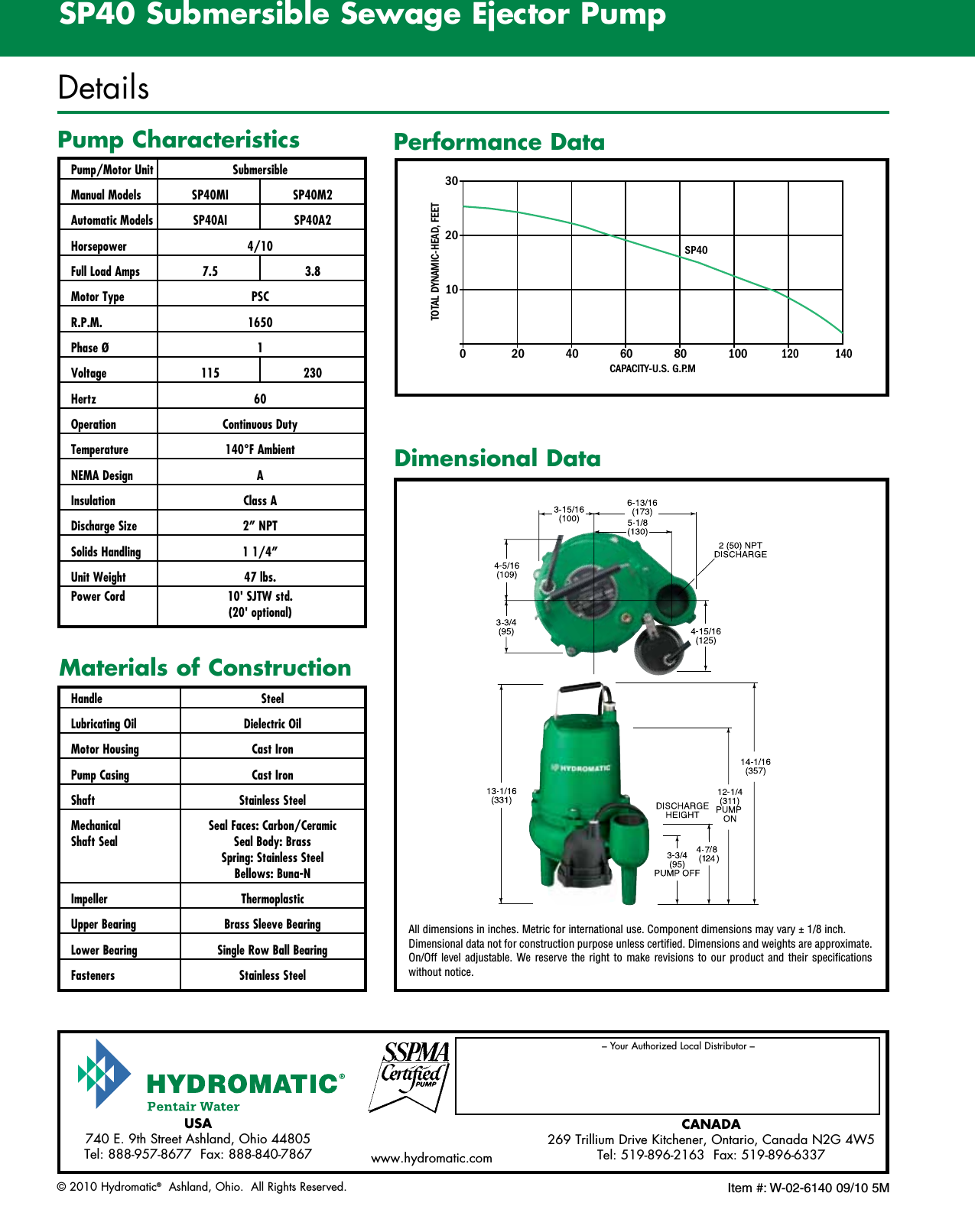 Page 2 of 2 - 145393 1 Hydromatic Sp40 Brochure User Manual