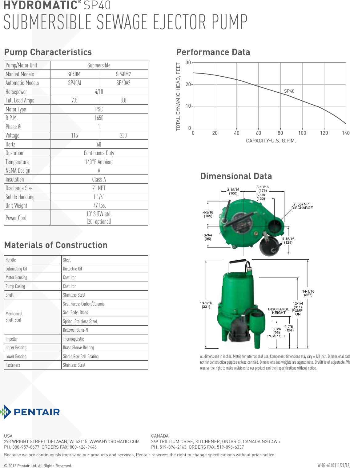 Page 2 of 2 - 145393 1 Myers Sp40 Series Brochure User Manual