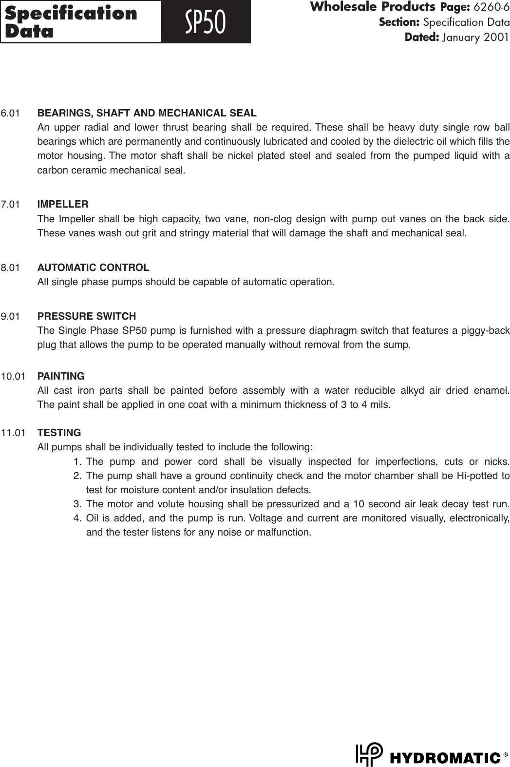 Page 6 of 6 - 145411 3 Hydromatic Sp50 Curves 16_6260 SP50.Specs  User Manual