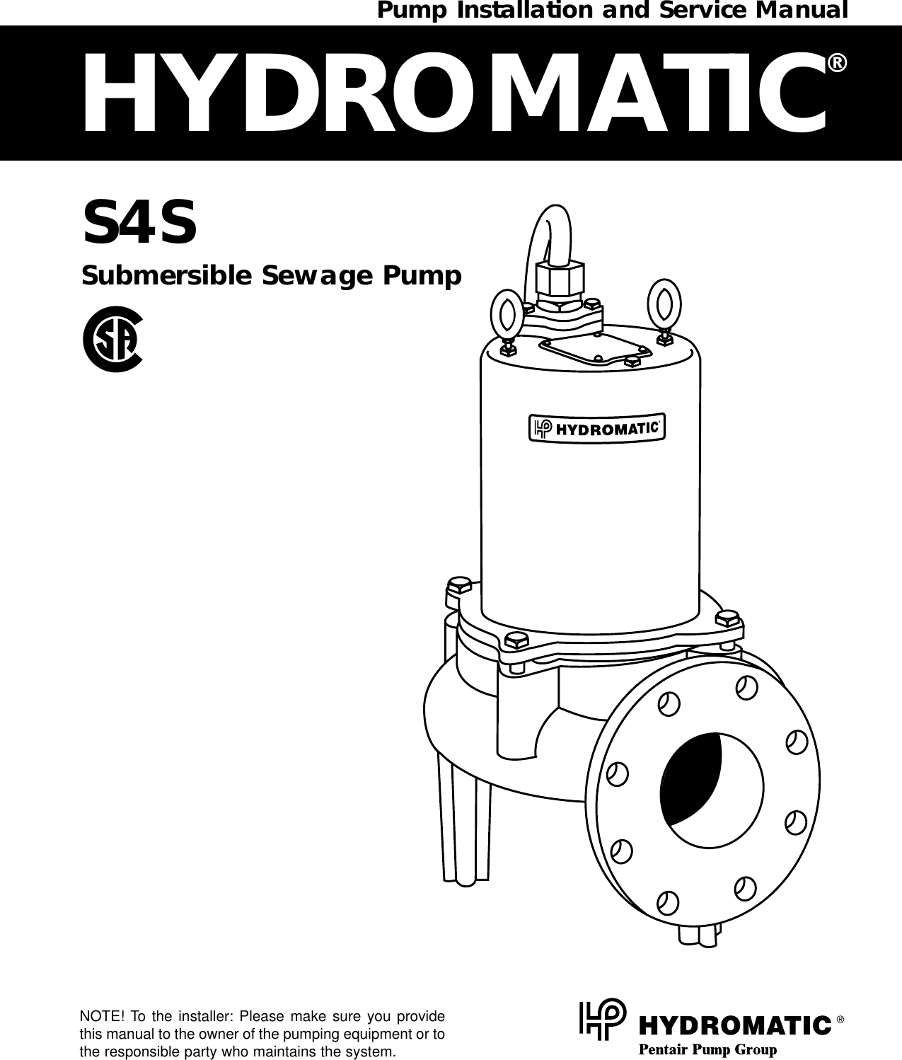 Page 1 of 12 - 146437 2 Hydromatic S4S Owners Manual Pump 146437_2_Hydromatic User