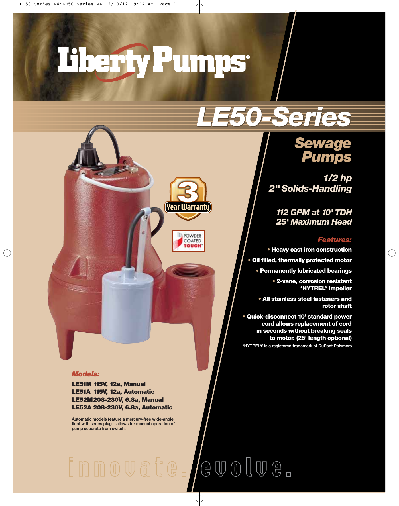 Page 1 of 2 - 1546 1 Liberty Le51A-2 Brochure User Manual