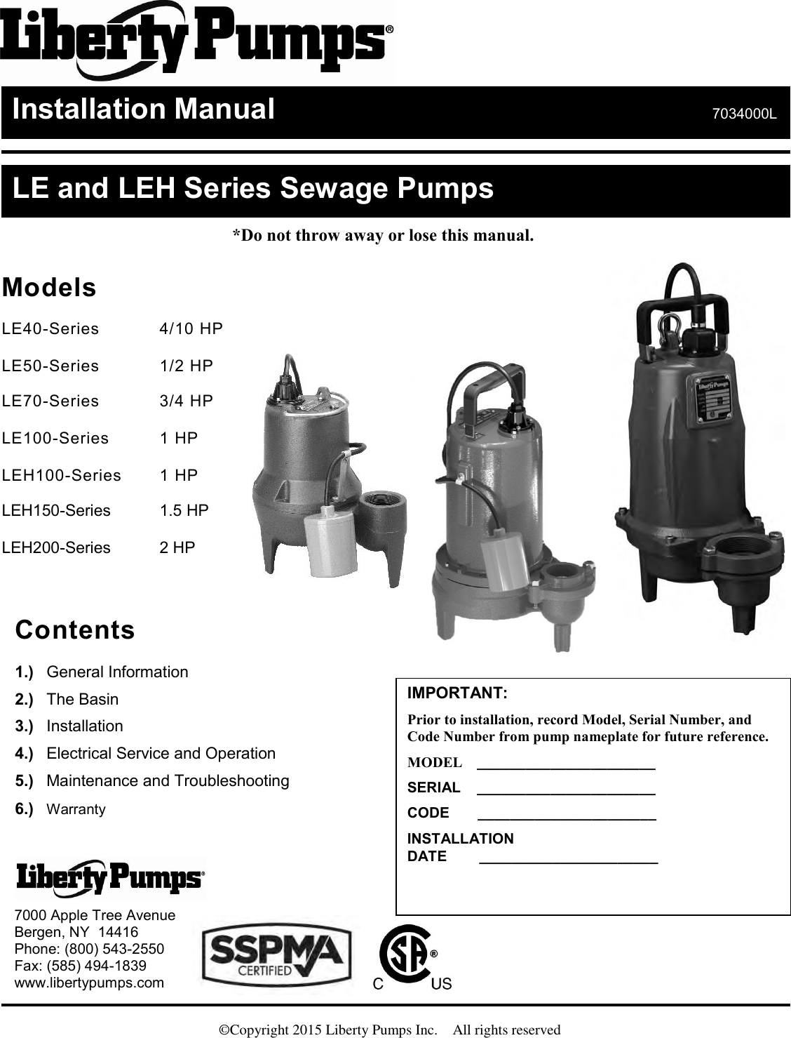 Liberty Leh Installation Manual User