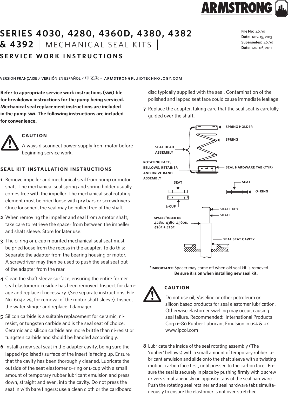 16480 1 Armstrong Mechanical Seal Instructions User Manual