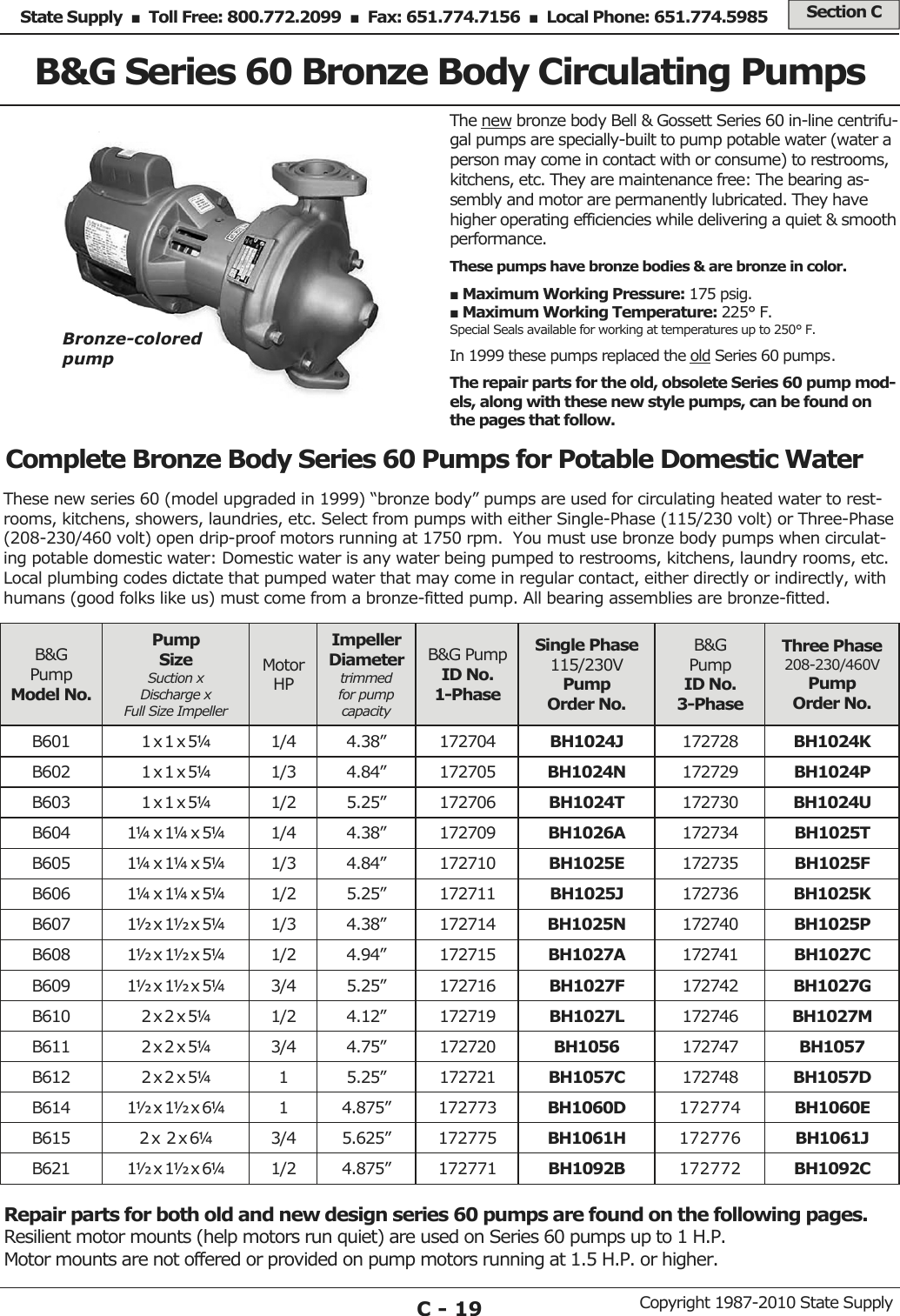 Page 2 of 7 - 16761 1 B&G 172856 Brochure A-CT1002-C-1109 User Manual