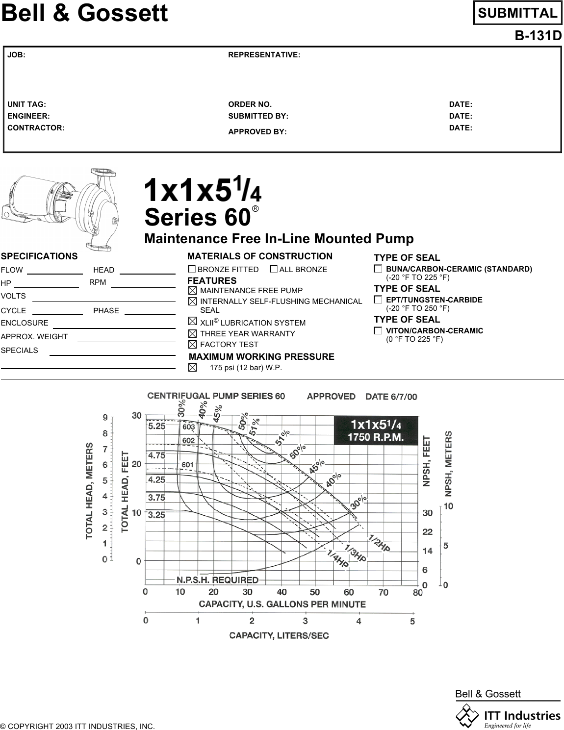 16824 2 B&G 172725Lf Submittal S User Manual