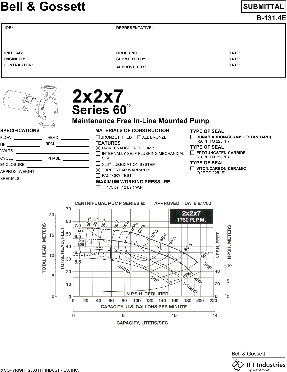 16859 2 B&G 172761Lf Submittal S User Manual