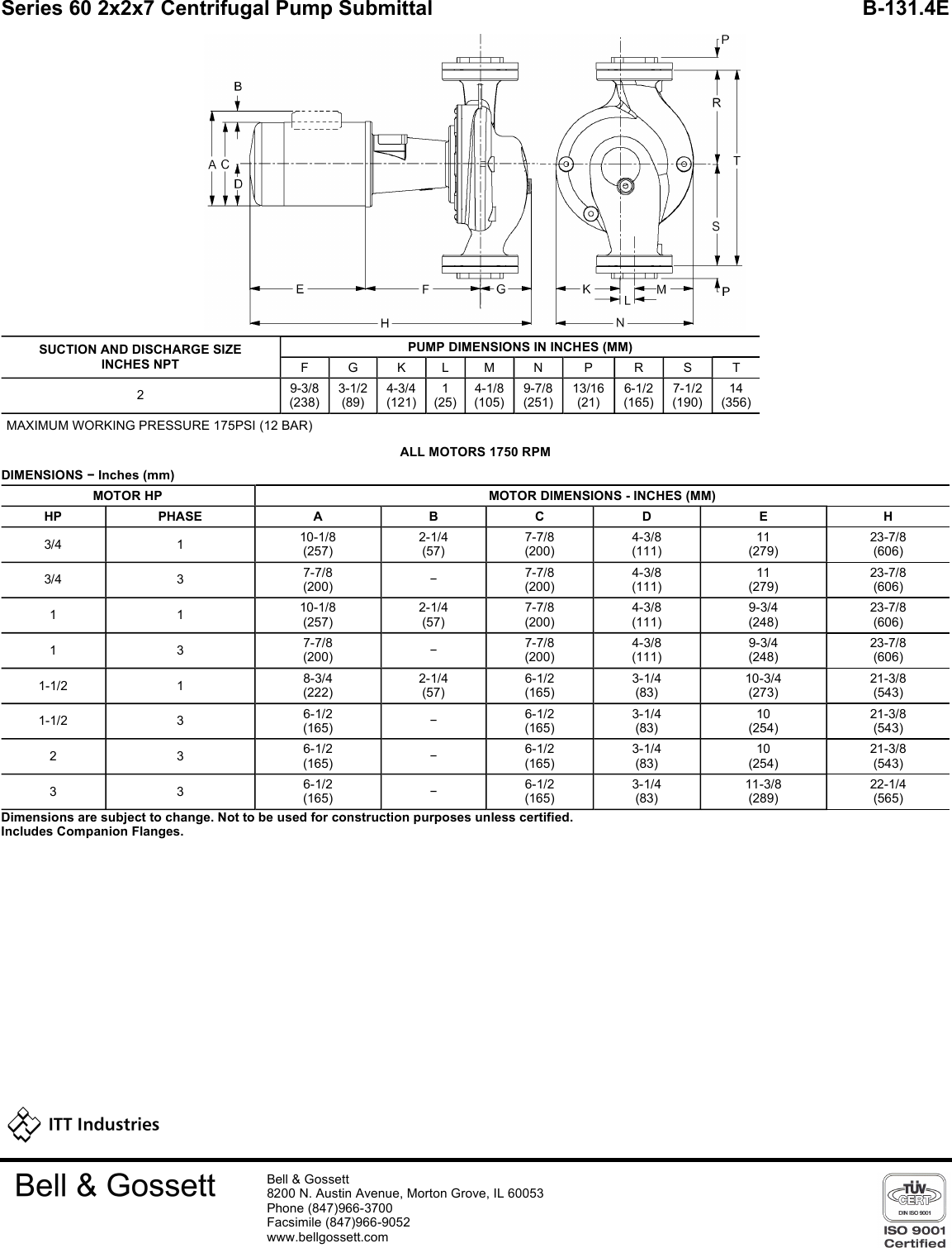 16859 2 B&G 172761Lf Submittal S User Manual