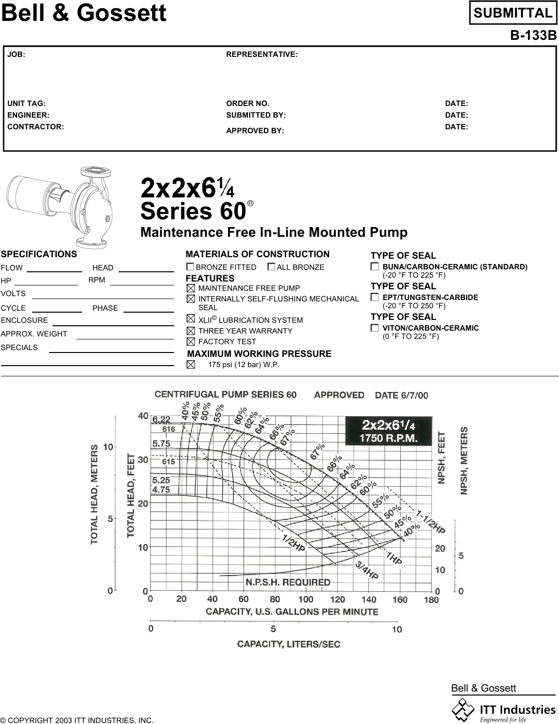 16870 2 B&G 172776Lf Submittal S User Manual
