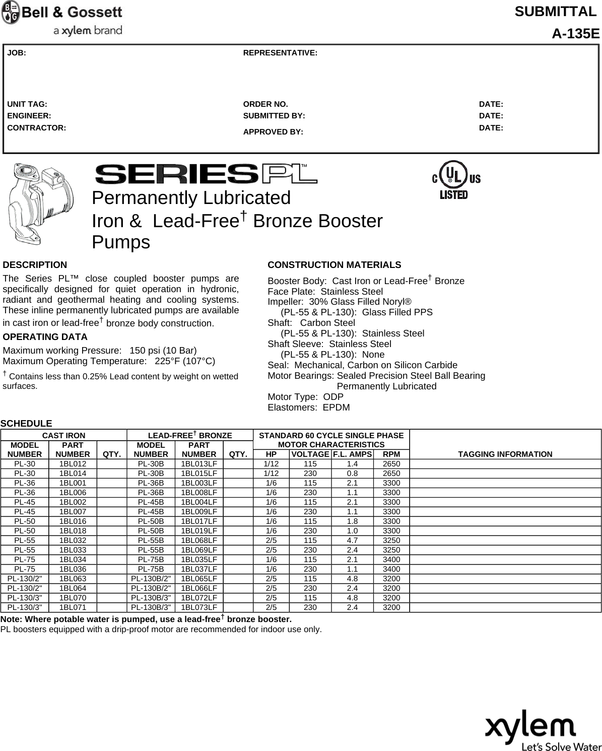 16880 1 B&G 1Bl068Lf Submittal User Manual