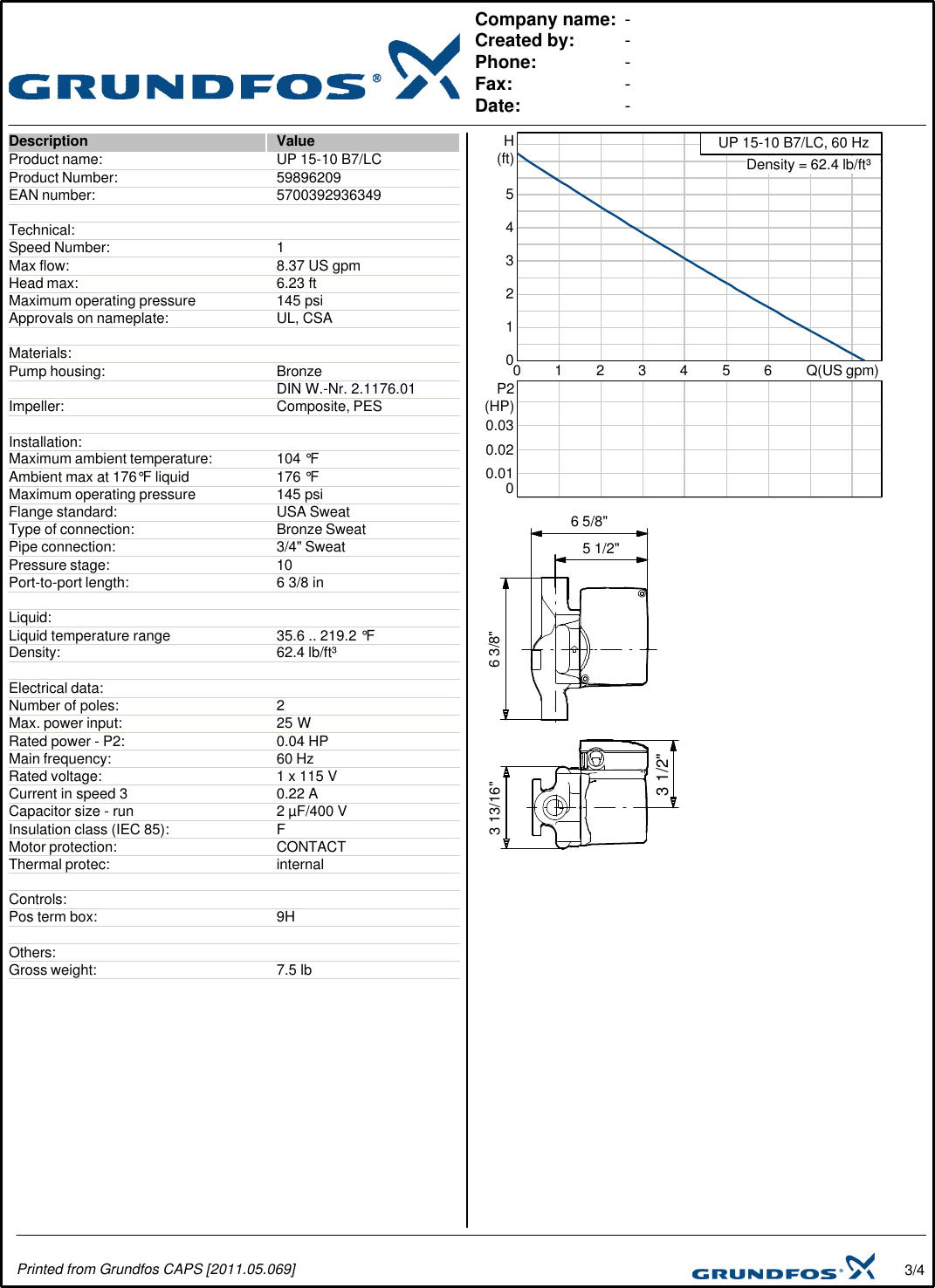 Page 3 of 4 - 17529 2 Grundfos 59896209 Submittal Print/Preview User Manual