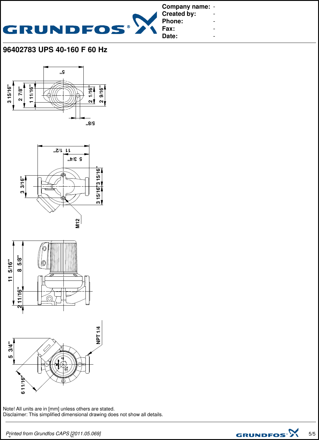 Page 5 of 5 - 17549 1 Grundfos 96402783 Submittal Print/Preview User Manual