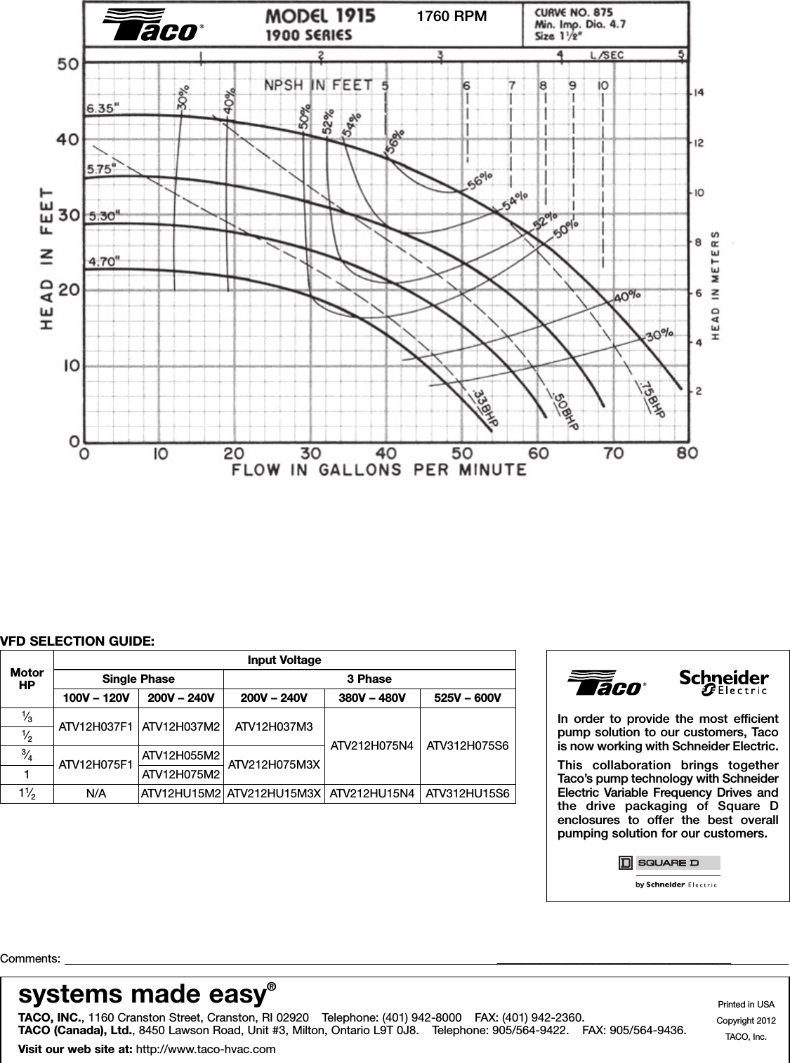 Page 2 of 2 - 17792 3 Taco 1915B-34Hp115 Submittal 301-242 1911/1750 User Manual