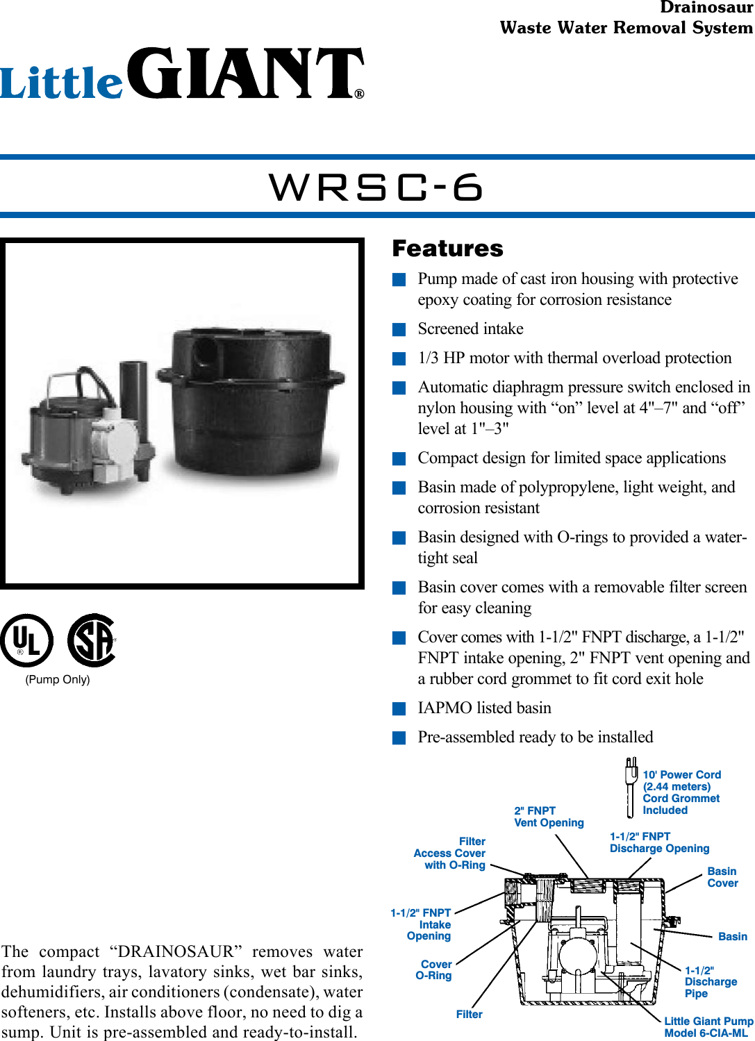 17988 2 Little Giant Wrsc 6 Submittal User Manual