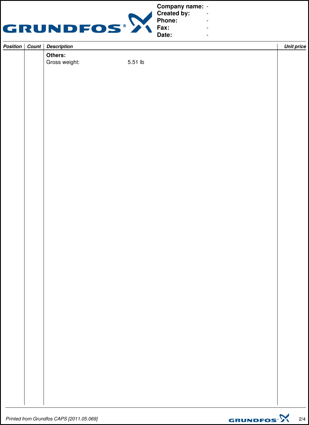Page 2 of 4 - 18102 1 Grundfos 595916 Submittal Print/Preview User Manual