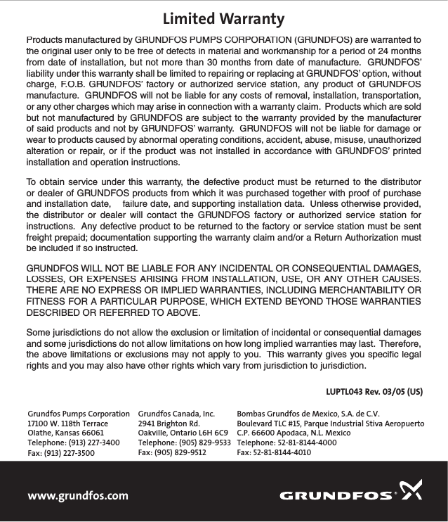 Page 8 of 8 - 18102 2 Grundfos 595916 Instructions User Manual