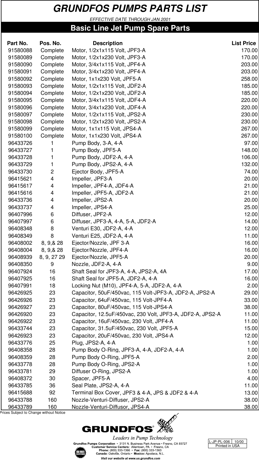 Page 2 of 2 - 18242 4 Grundfos 97855081 Repair Parts User Manual