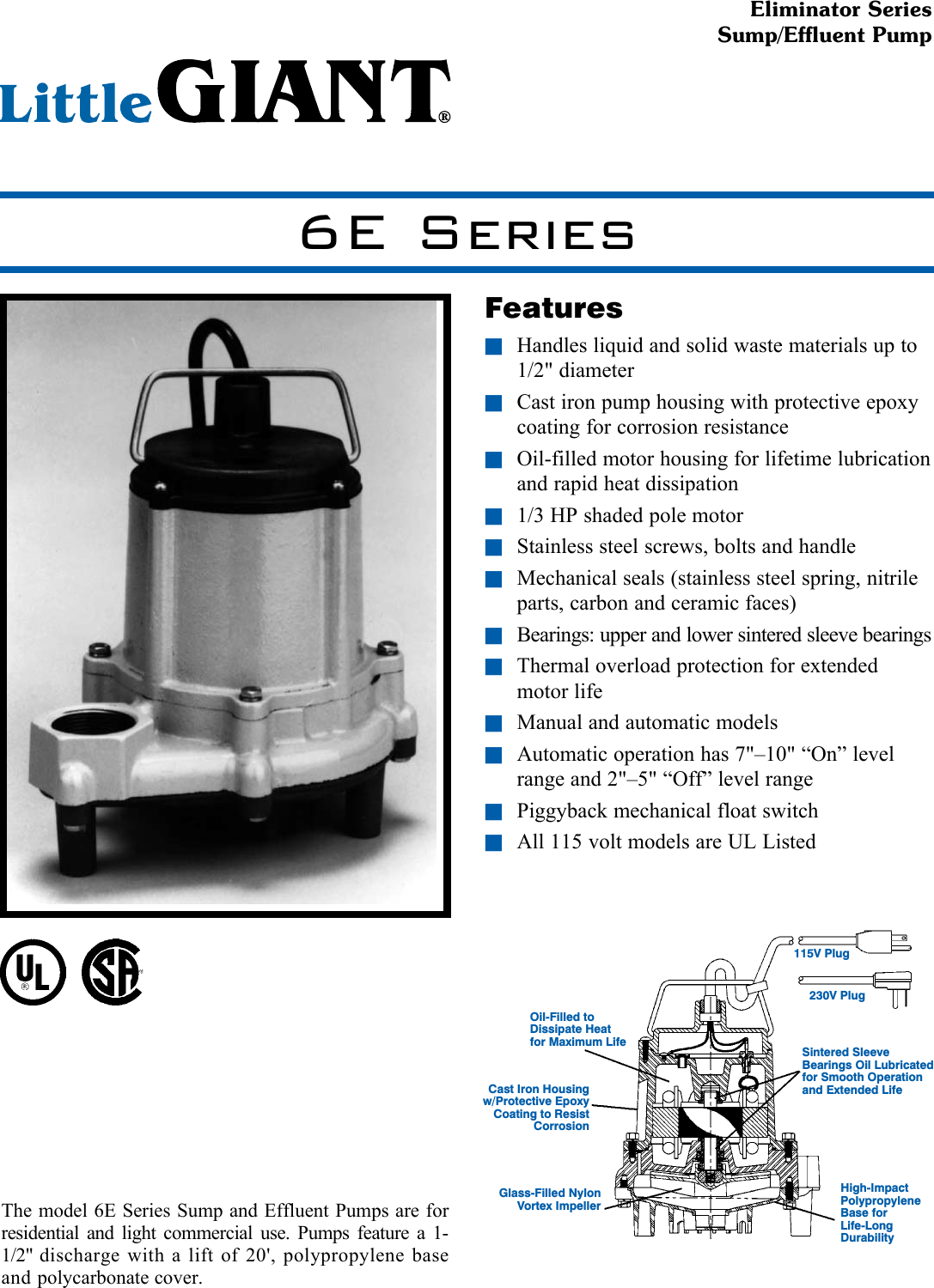 Page 1 of 2 - 18246 1 Little Giant 6E Series Submittal User Manual