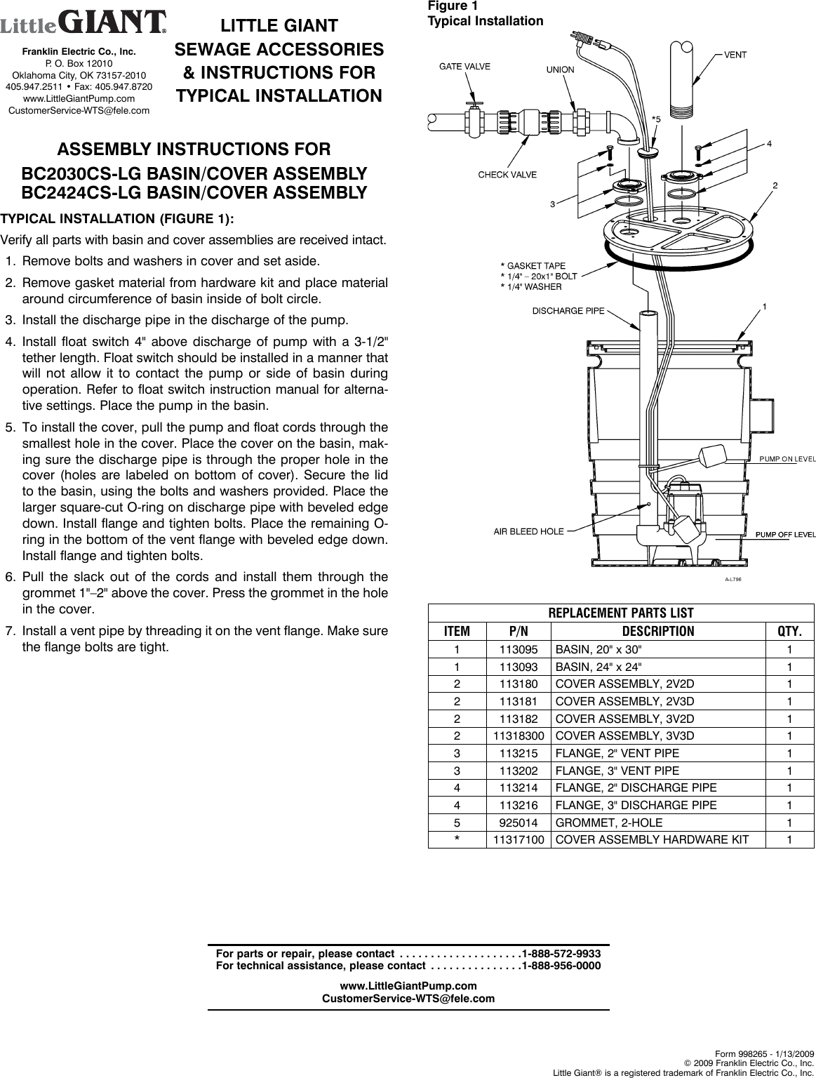 18346 1 Little Giant 113093 Install Manual 998265 Dcr 08 170 User