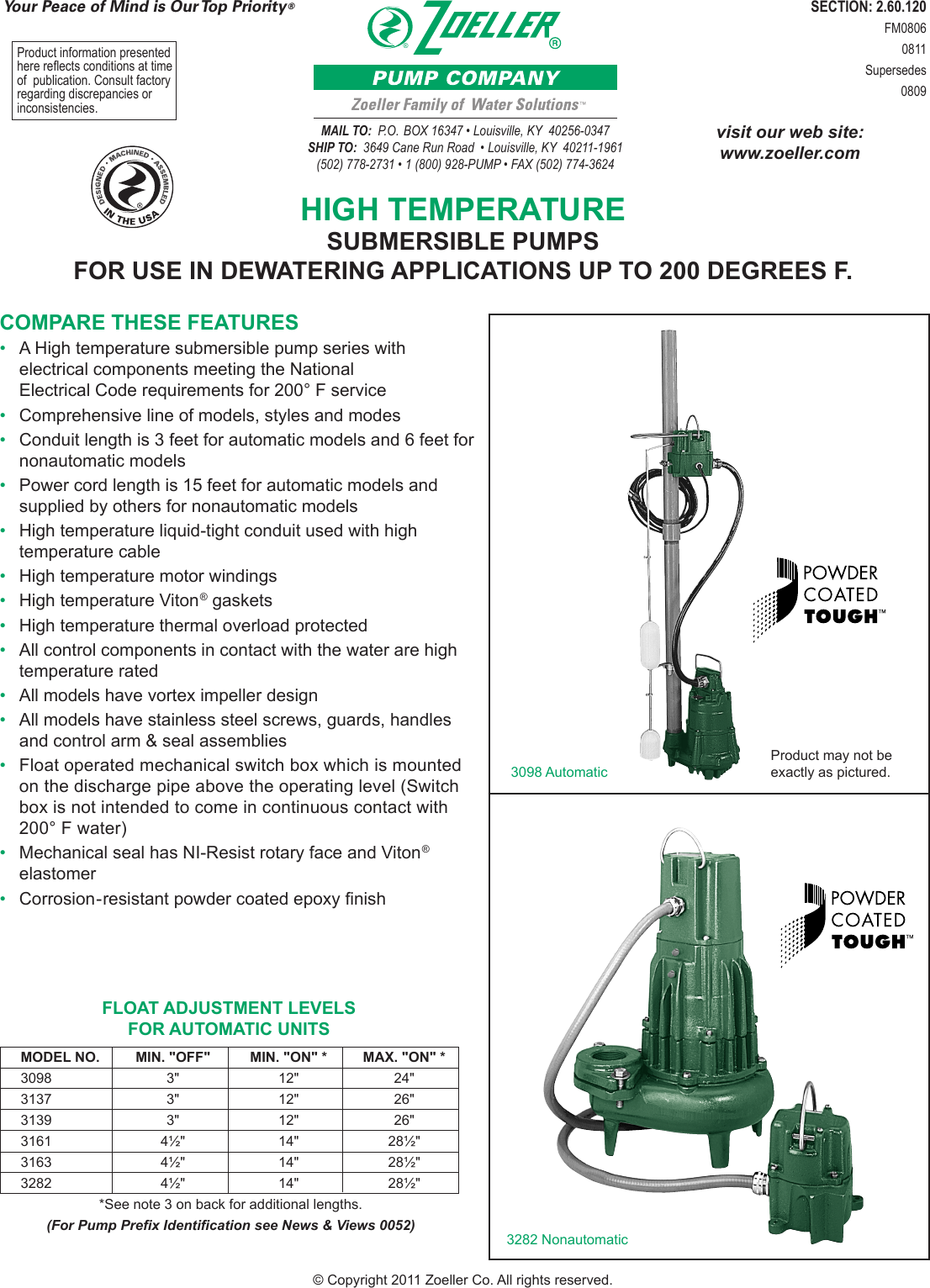 Page 1 of 2 - 1989 1 Zoeller 3161-0004 Brochure User Manual