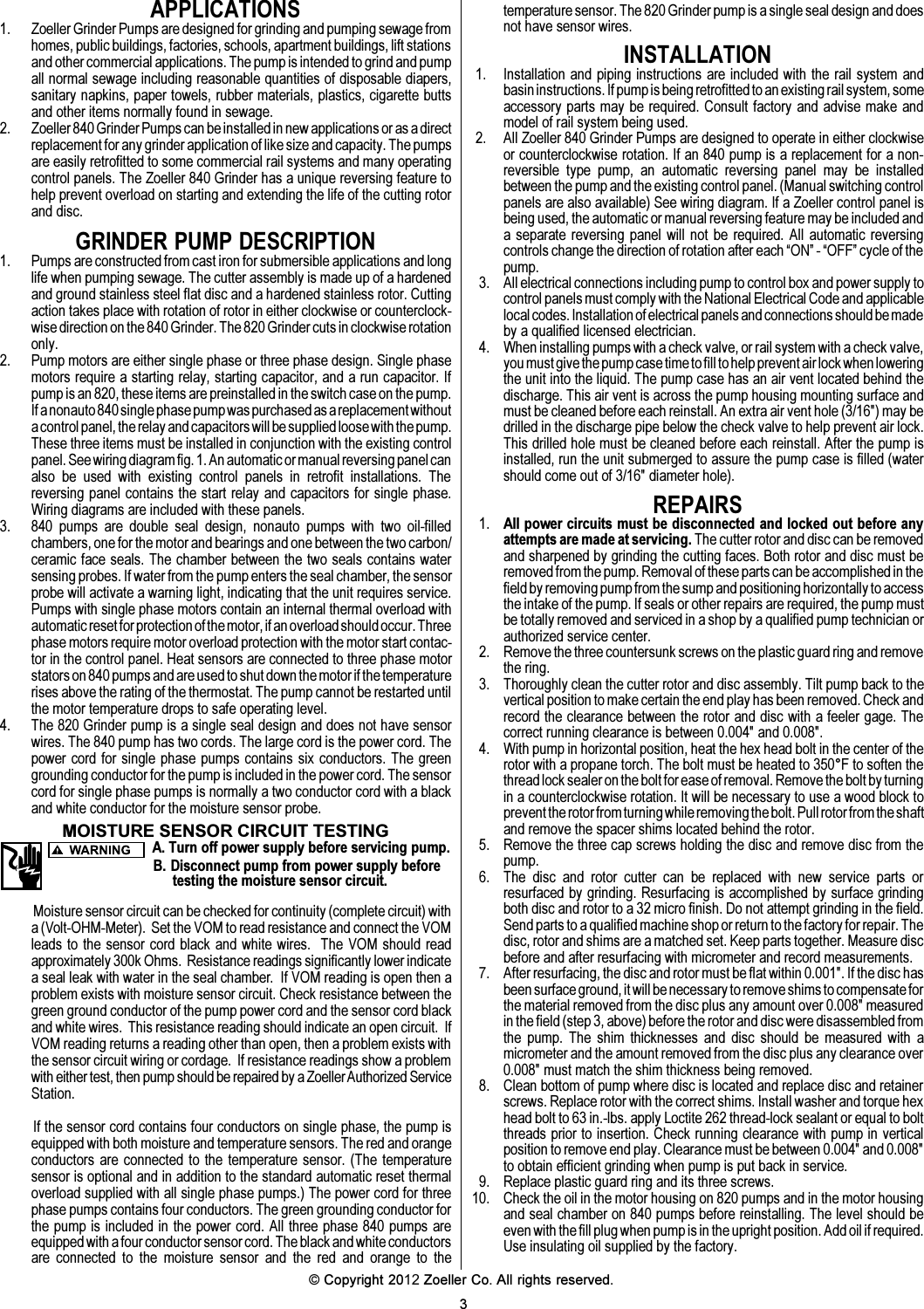 Page 3 of 4 - 2049 3 Zoeller 840 Series Instructions User Manual