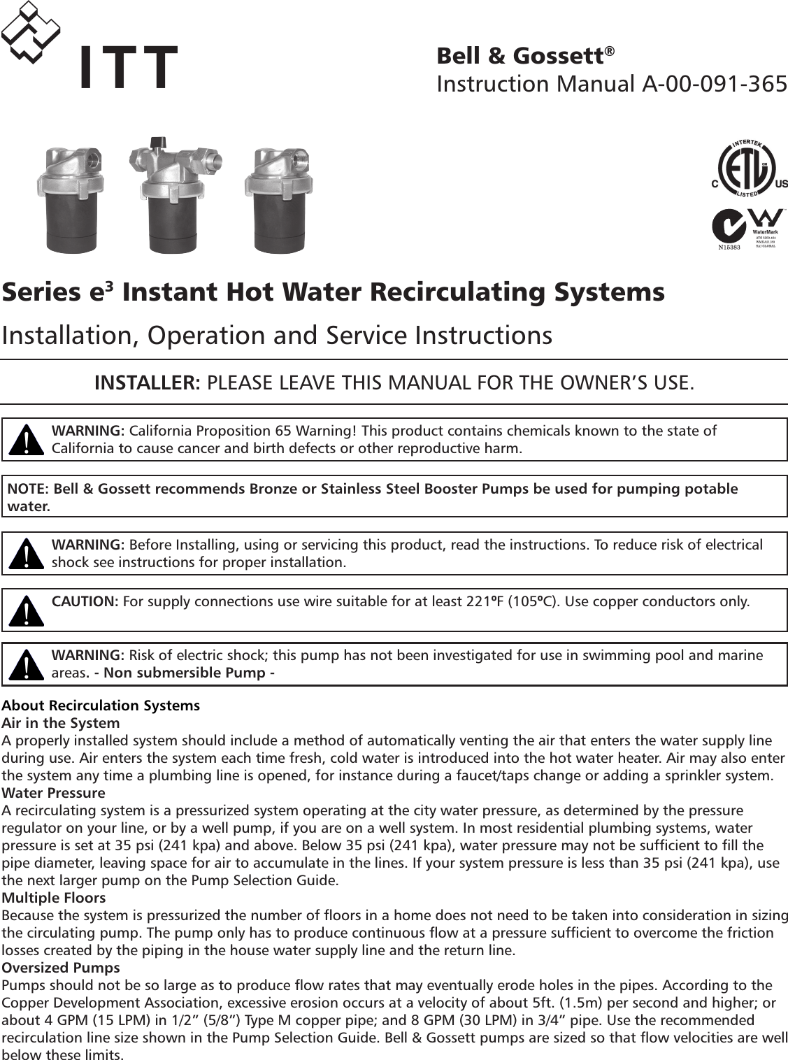 Page 1 of 6 - 21011 3 B&G Lhb08260002 Instructions (Series E3) User Manual