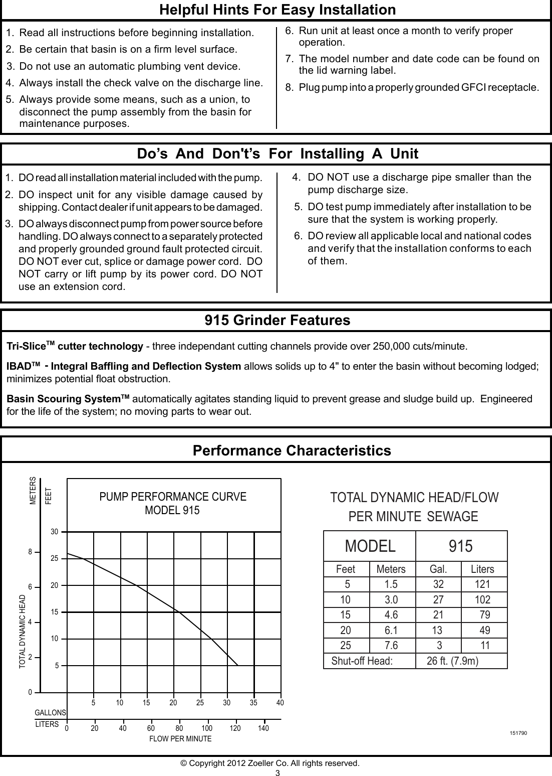 Page 3 of 4 - 211 2 Zoeller 915 Product Instructions User Manual