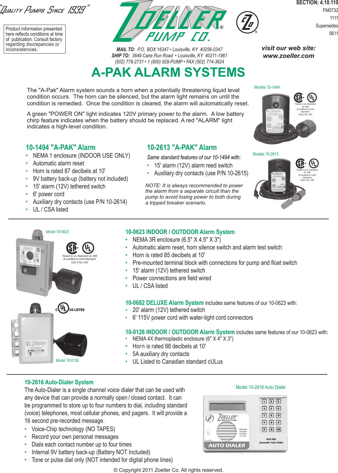 257 1 Zoeller 10 0682 Product Brochure User Manual