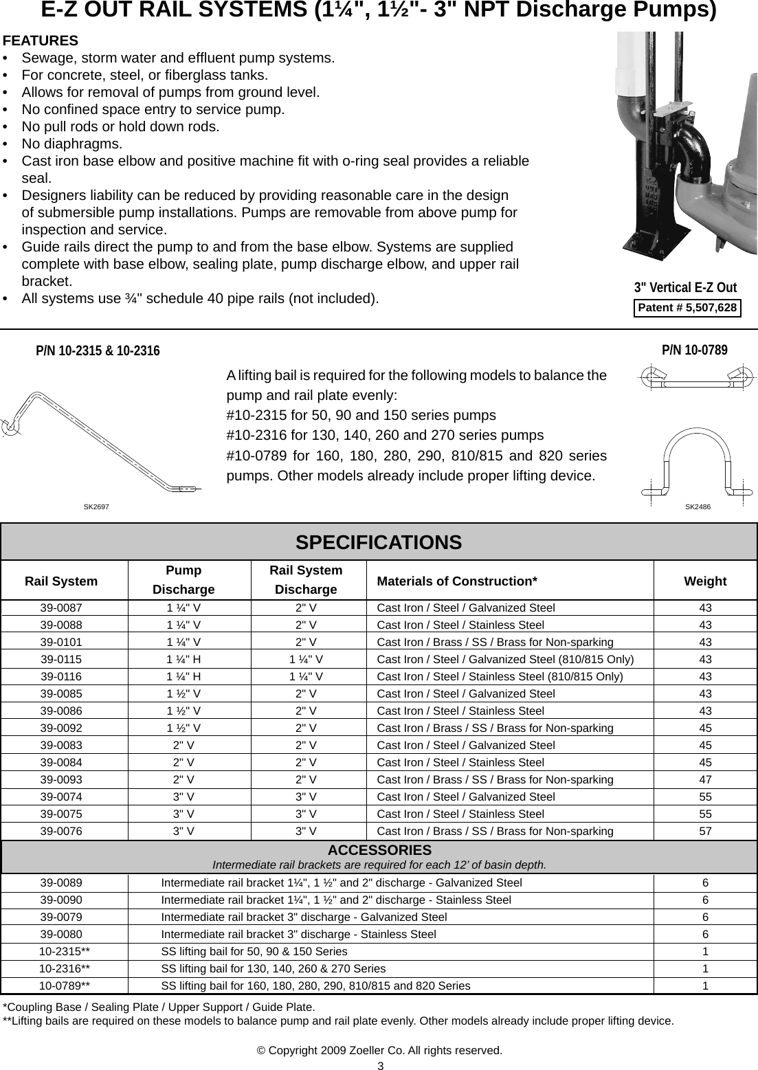 Page 3 of 4 - 277 3 Zoeller 39-0016 Product Specs Fm0787-Disconnect And Rail System Catalog Sheet User Manual