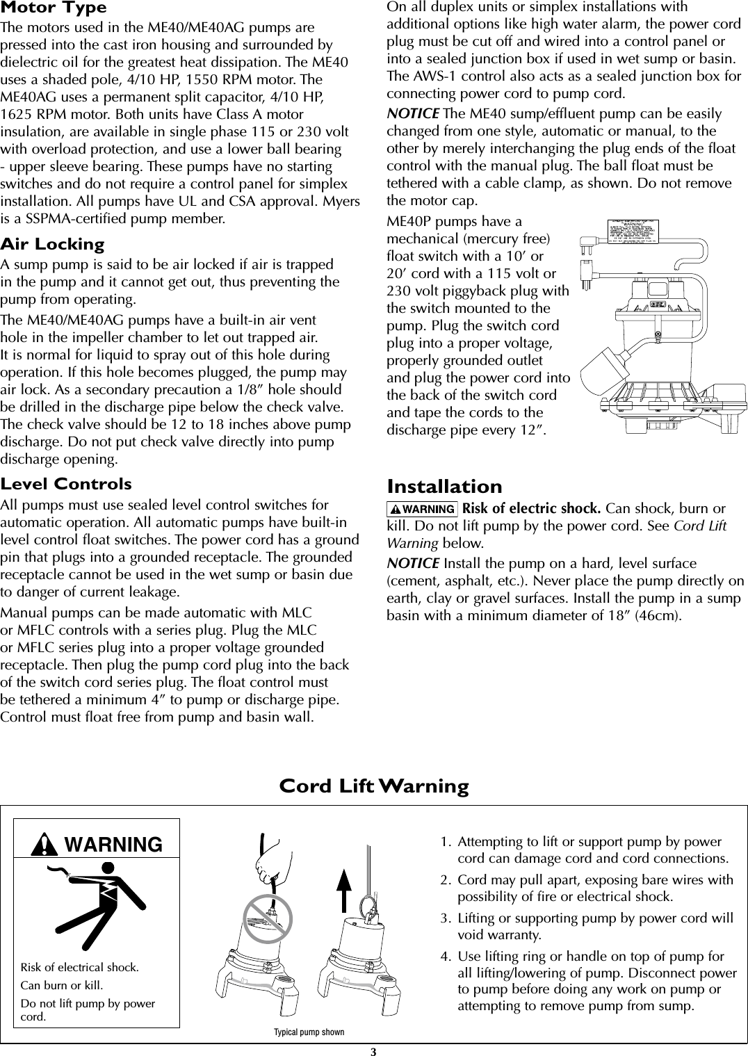 Page 3 of 12 - 409501 3 Myers Me40 Manual User