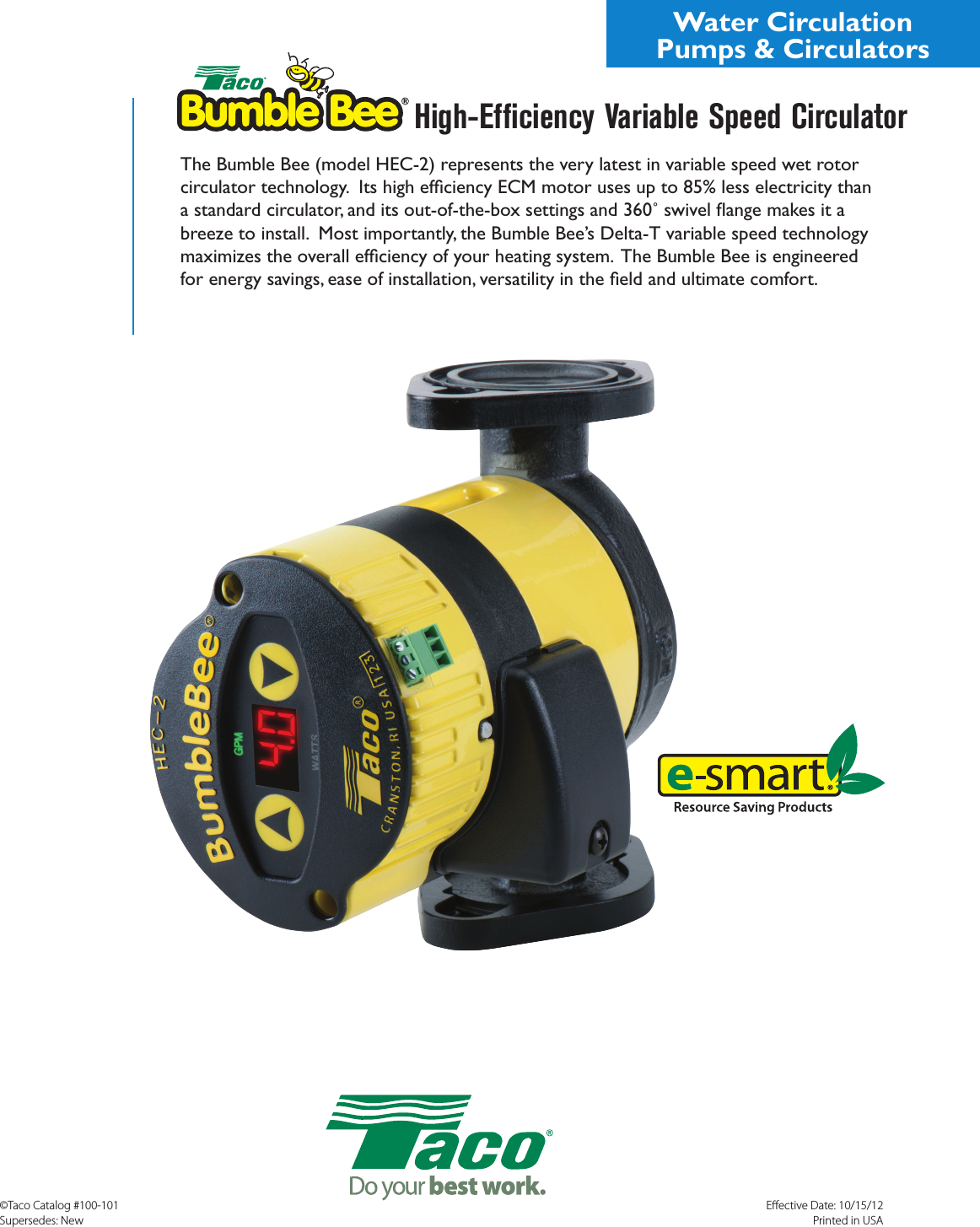 Page 1 of 4 - 48297 1 Taco Hec-2 Brochure User Manual