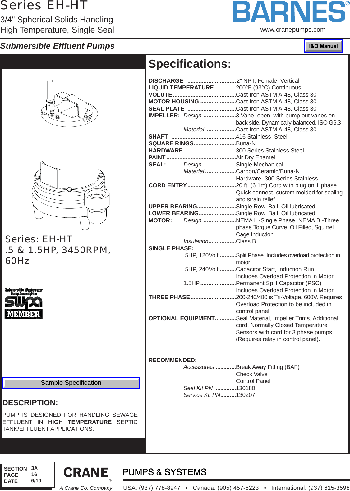 534501 1 Barnes Eh Ht Series Submittal Sec 3a User Manual