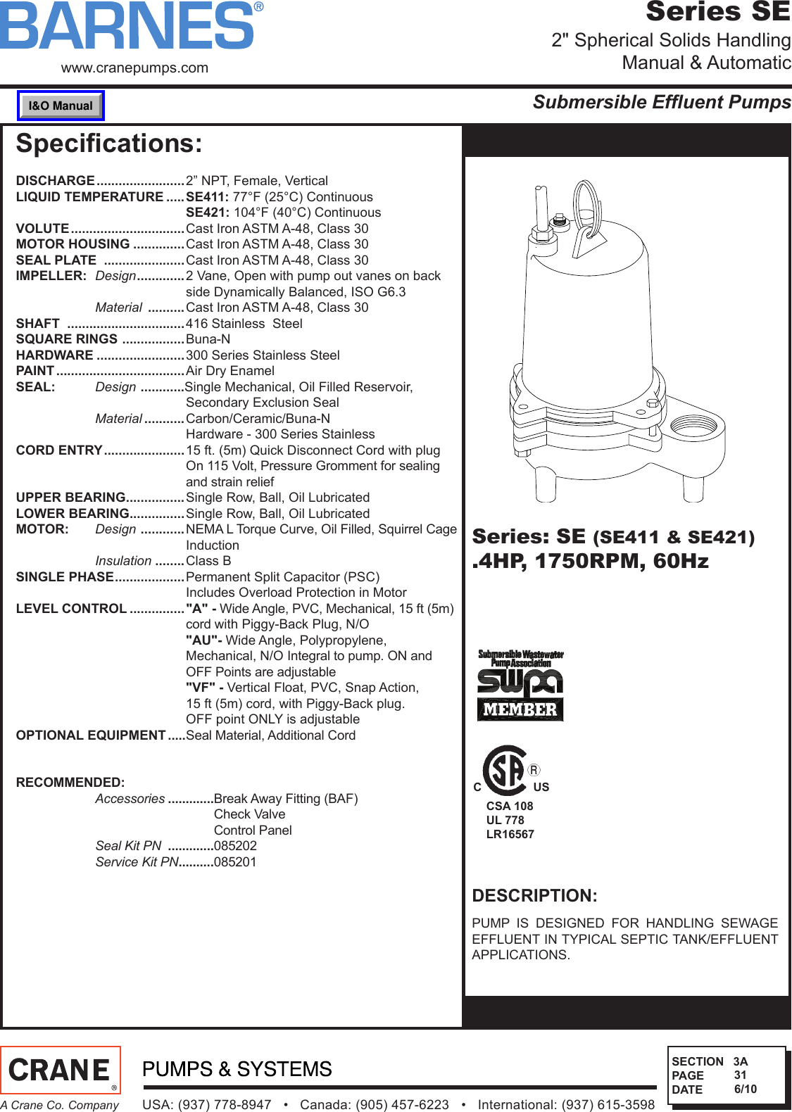 Page 1 of 3 - 534520 1 Barnes Se Series Submittal Sec-3a User Manual