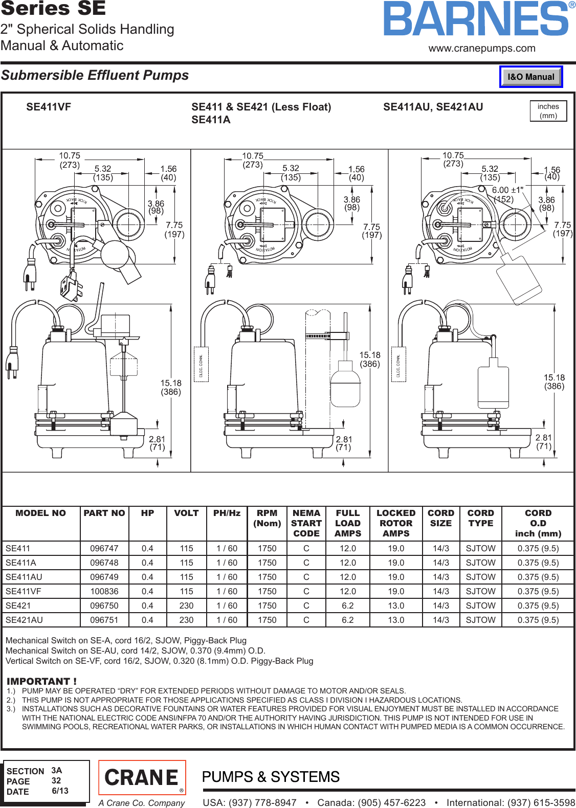 Page 2 of 3 - 534520 1 Barnes Se Series Submittal Sec-3a User Manual